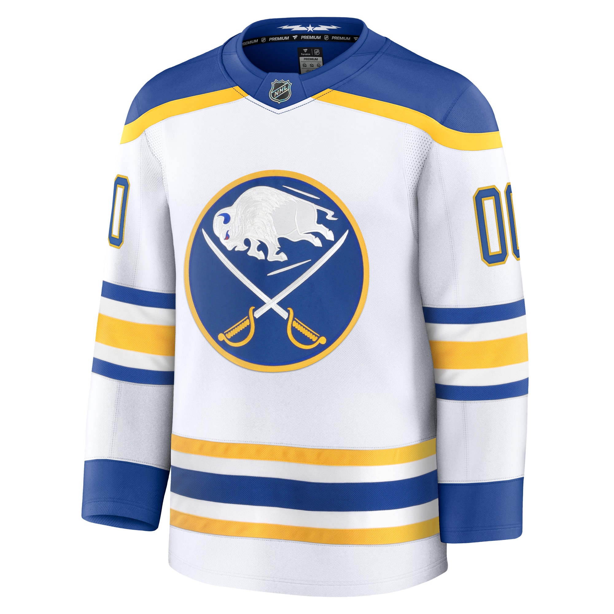 Alternative view of Men's Buffalo Sabres White Away Premium Custom Hockey Jersey - JS364 