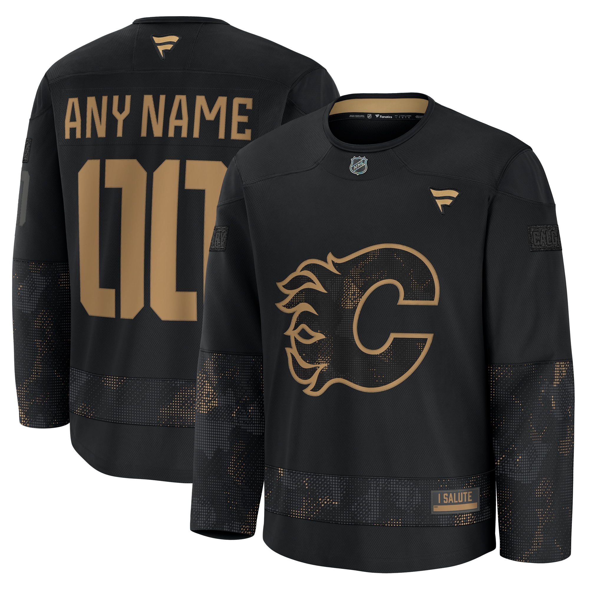 Men's Calgary Flames Black 2024 Military Appreciation Custom Practice Hockey Jersey - JS595 
