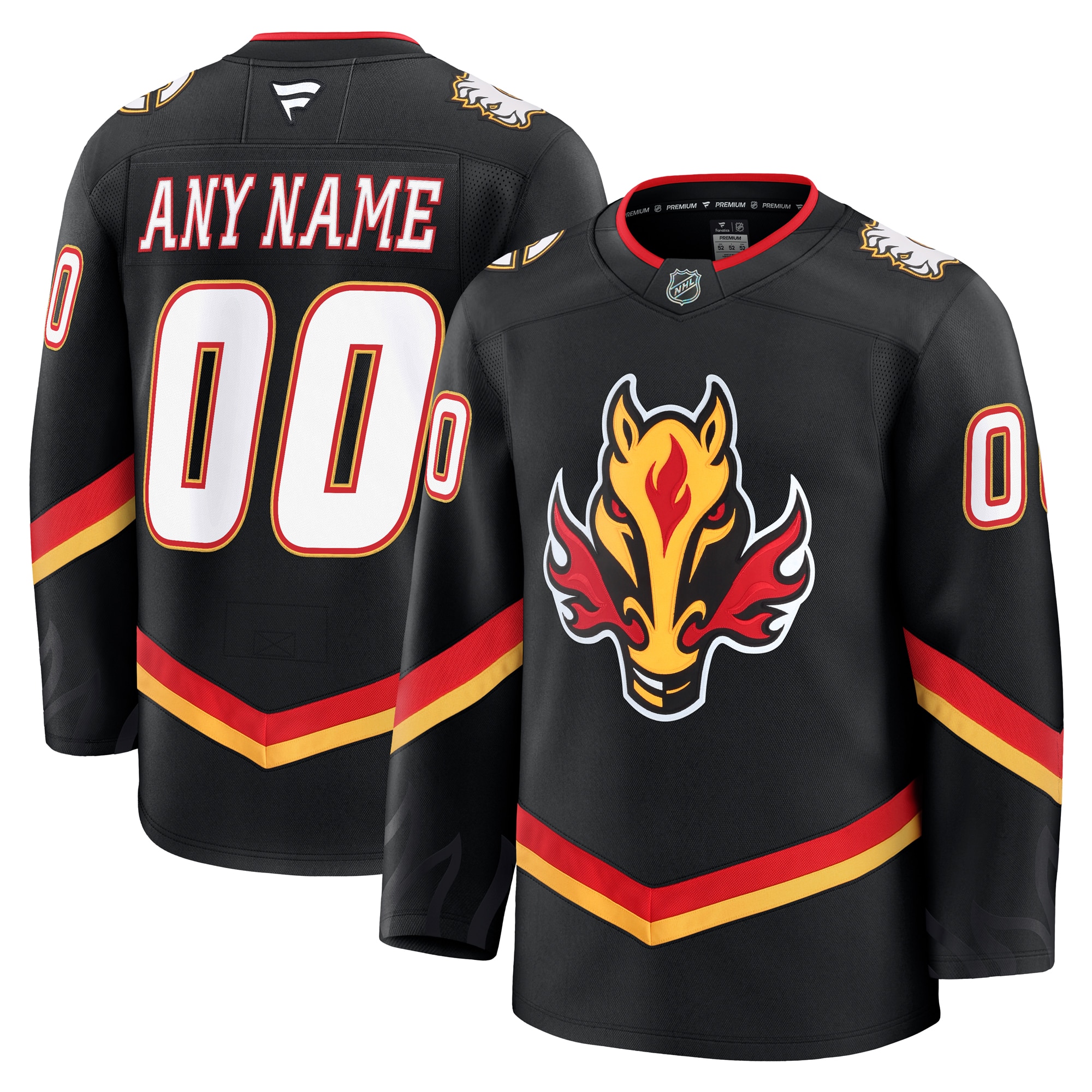 Men's Calgary Flames Black Alternate Premium Custom Hockey Jersey - JS891 