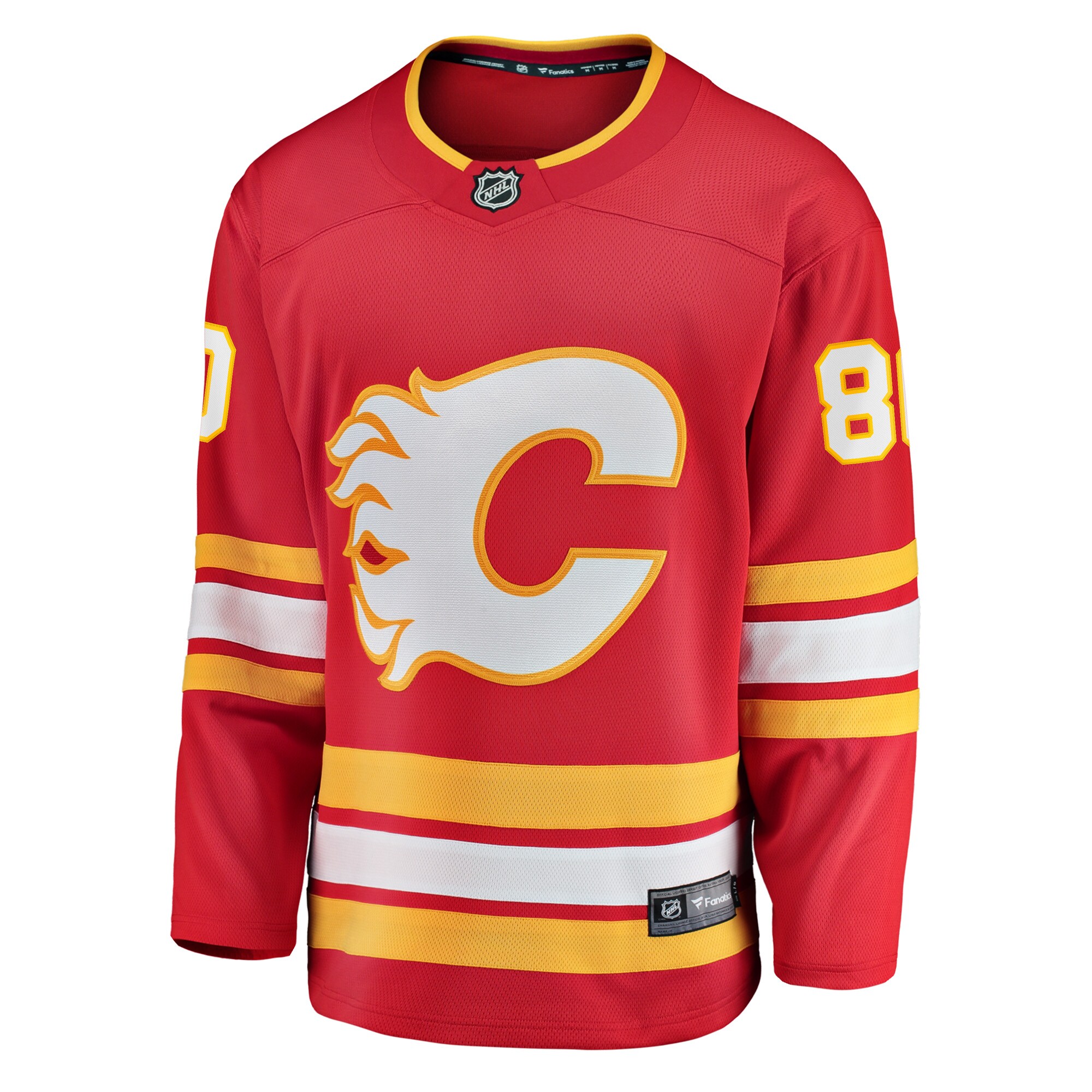 Alternative view of Men's Calgary Flames Daniel Vladar Red Home Breakaway Player Hockey Jersey - JS232 