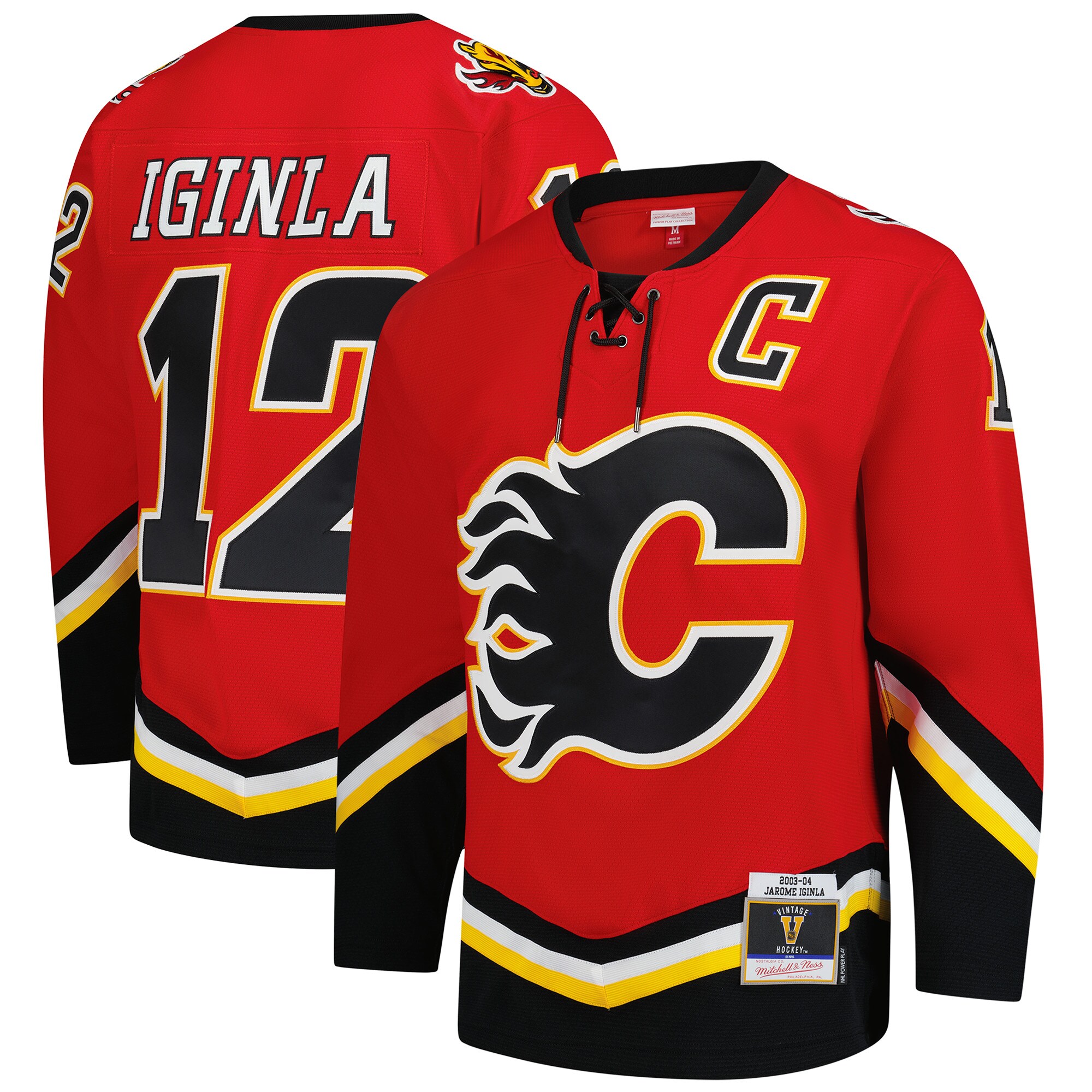 Men's Calgary Flames Jarome Iginla Mitchell & Ness Red 2003-04 Power Play Hockey Jersey - JS741 