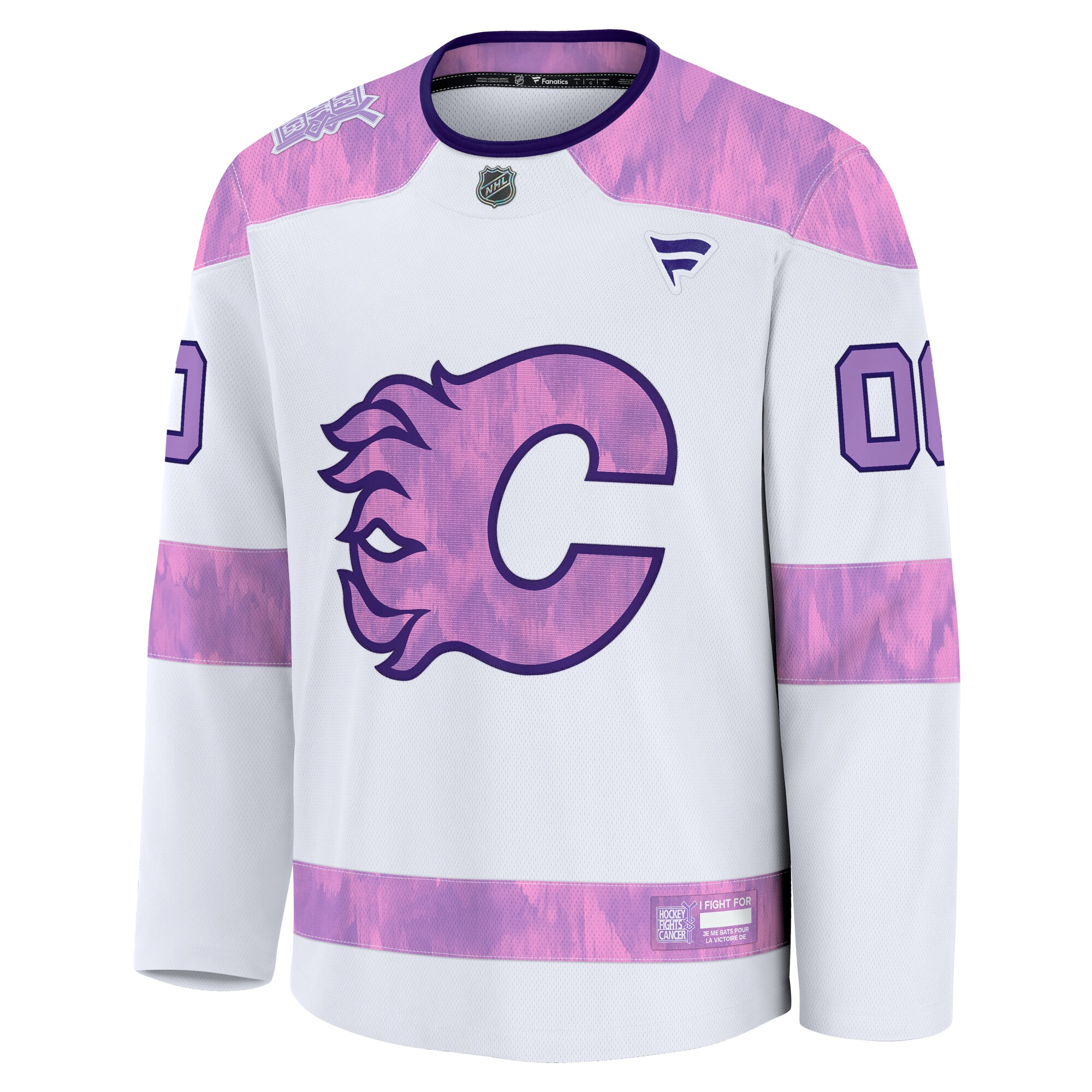 Alternative view of Men's Calgary Flames White 2024 Hockey Fights Cancer Custom Practice Hockey Jersey - JS517 