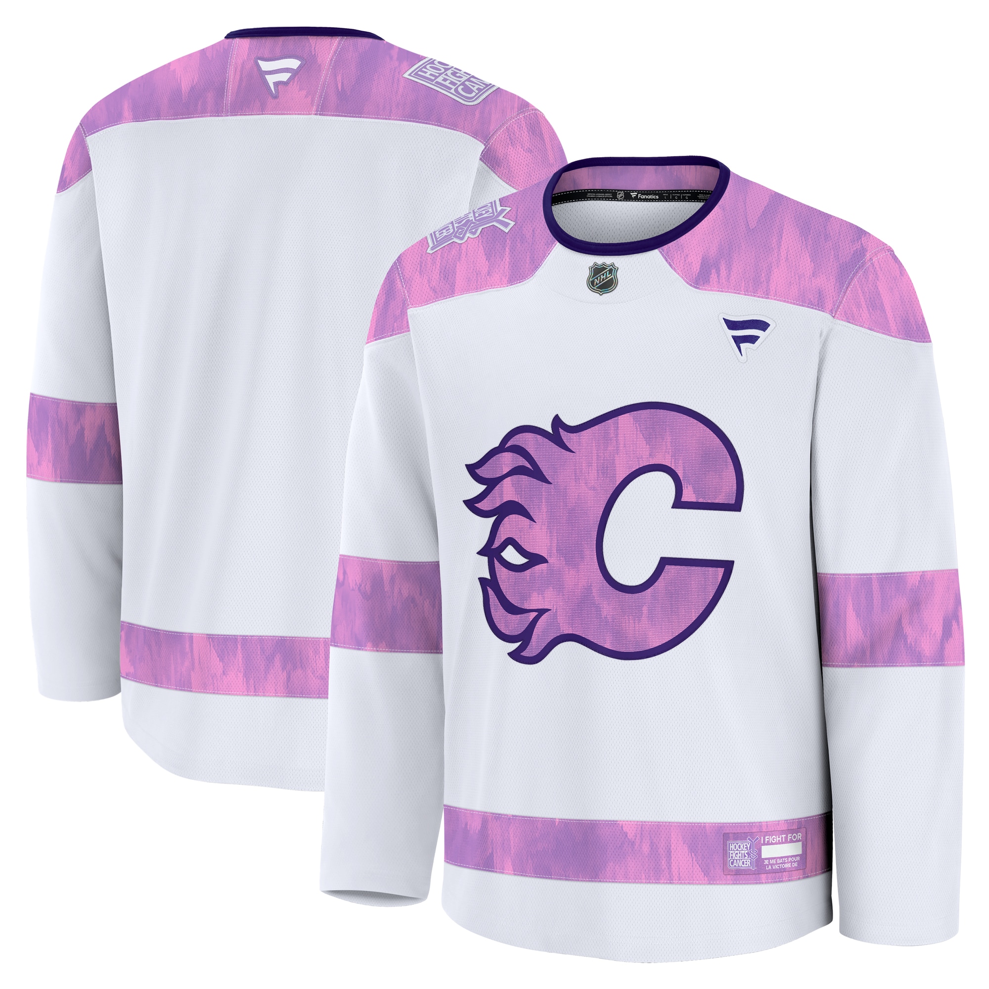 Men's Calgary Flames White 2024 Hockey Fights Cancer Practice Hockey Jersey - JS313 