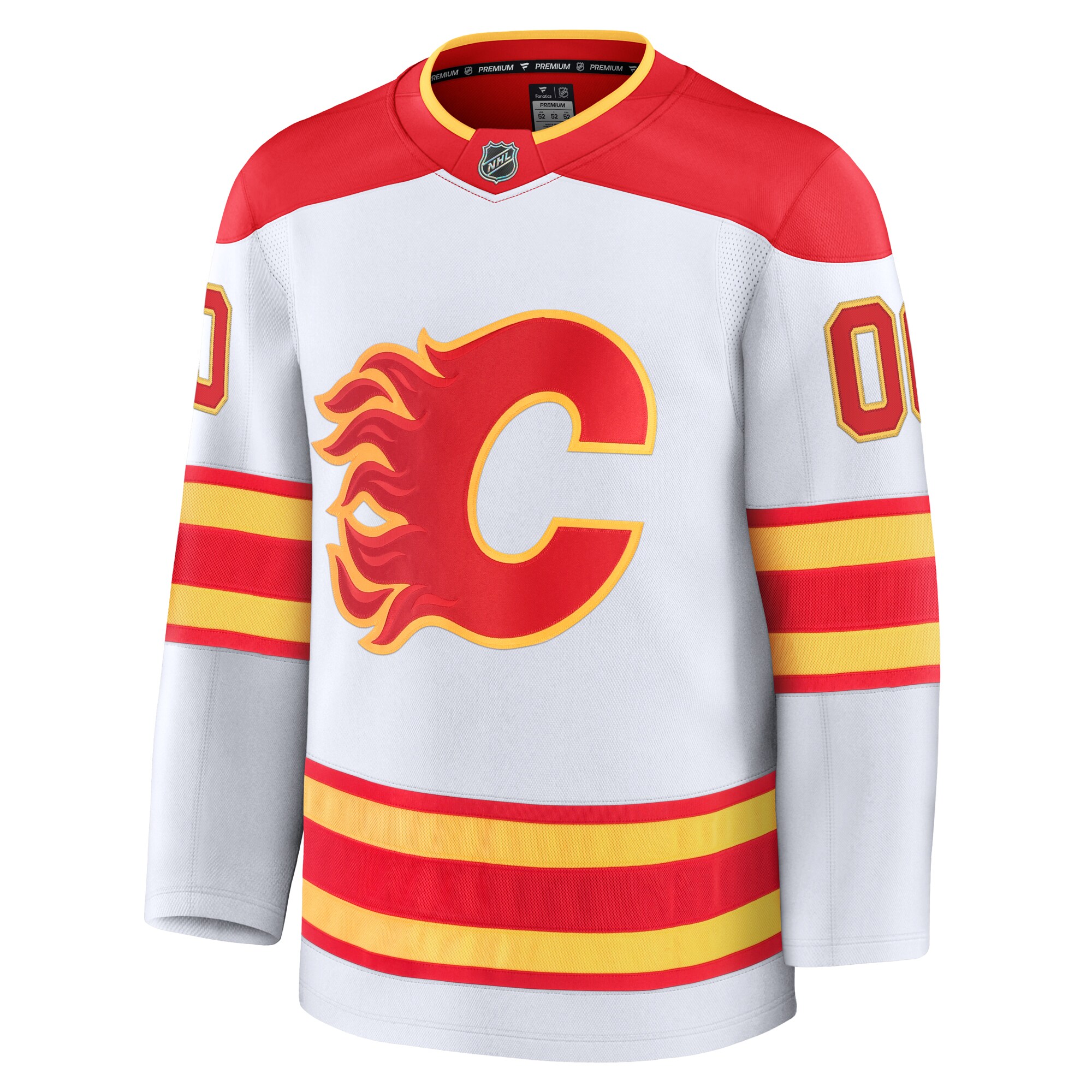 Alternative view of Men's Calgary Flames White Away Premium Custom Hockey Jersey - JS419 