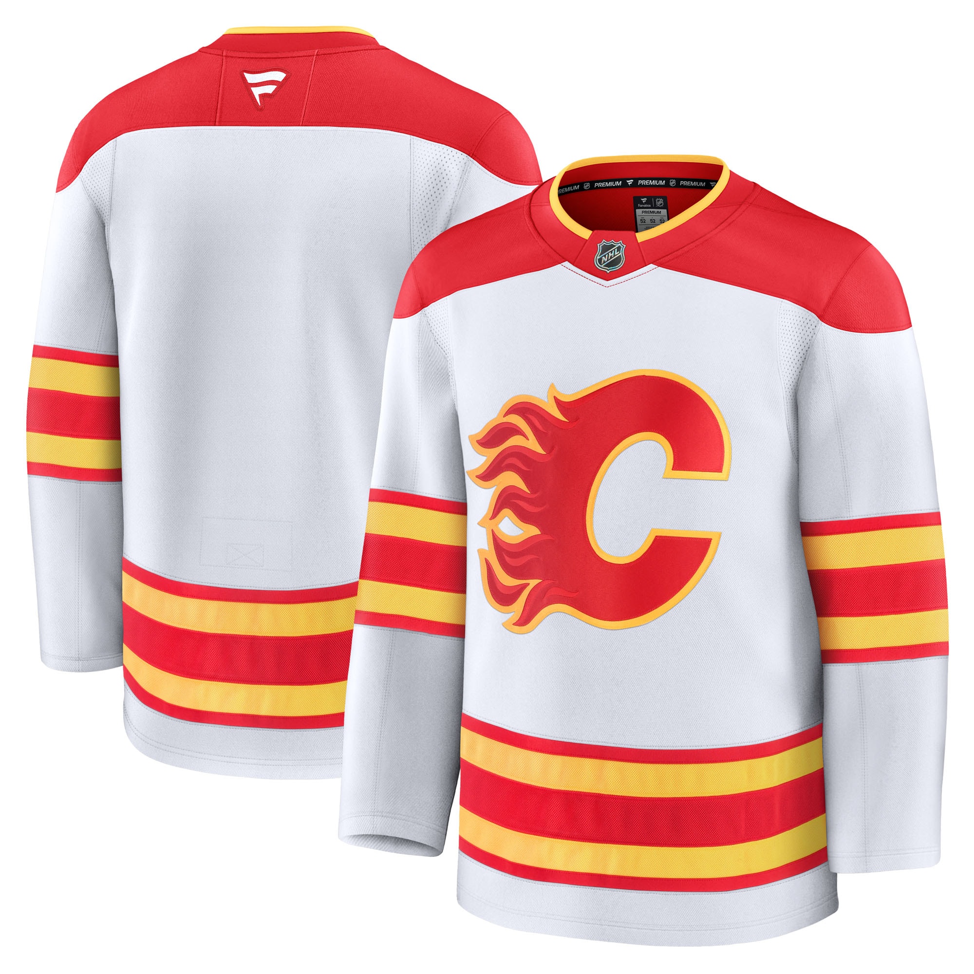 Men's Calgary Flames White Away Premium Hockey Jersey - JS333 