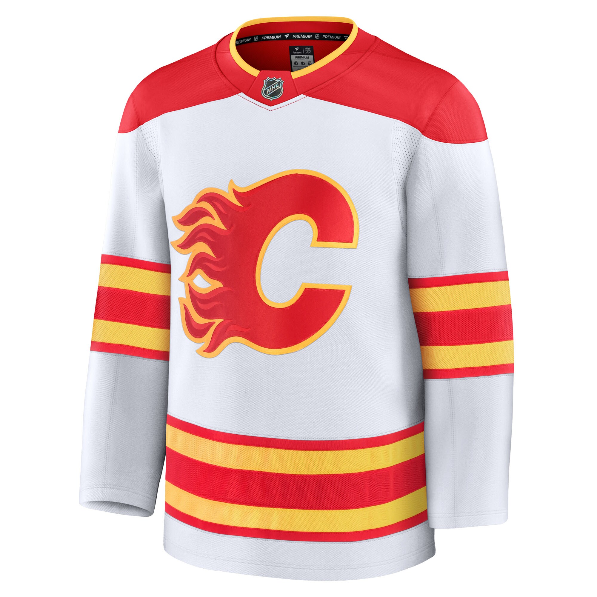 Alternative view of Men's Calgary Flames White Away Premium Hockey Jersey - JS957 