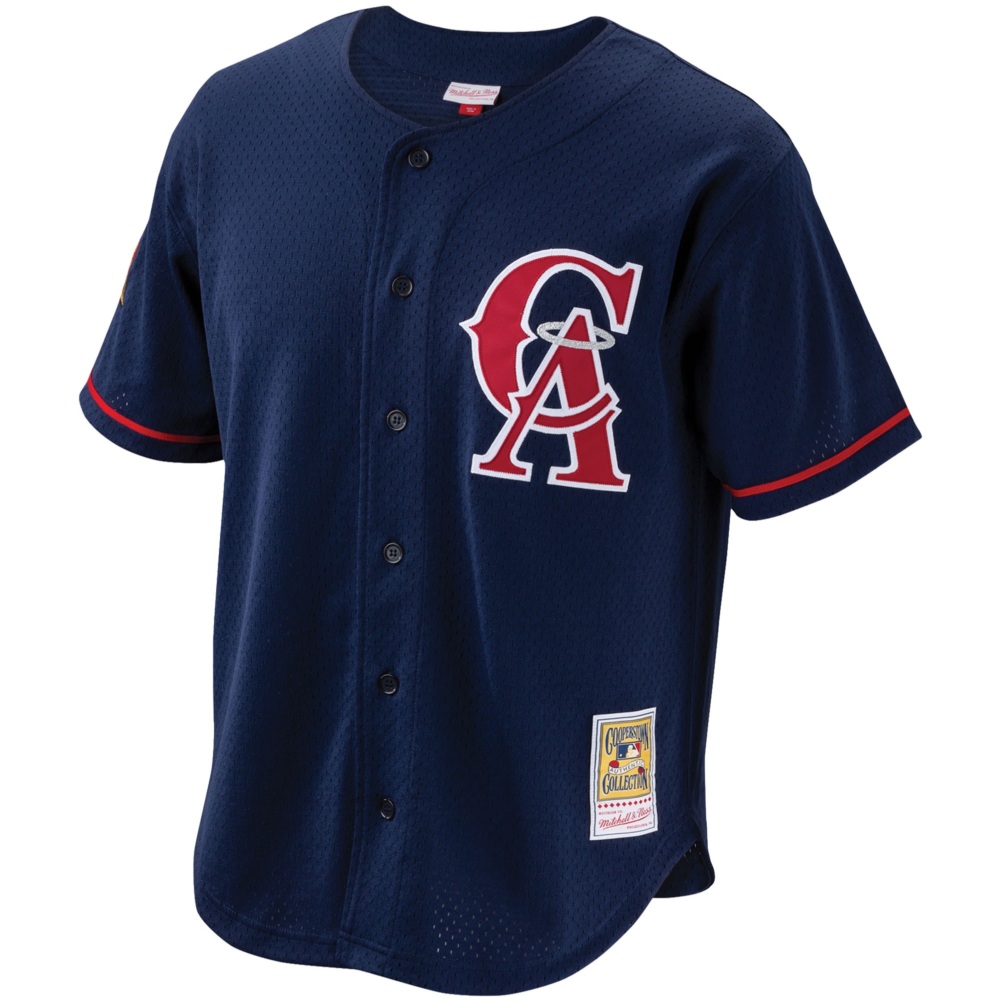 Alternative view of Men's California Angels Bo Jackson Mitchell & Ness Navy Cooperstown Collection Mesh Batting Practice Button-Up Jersey 