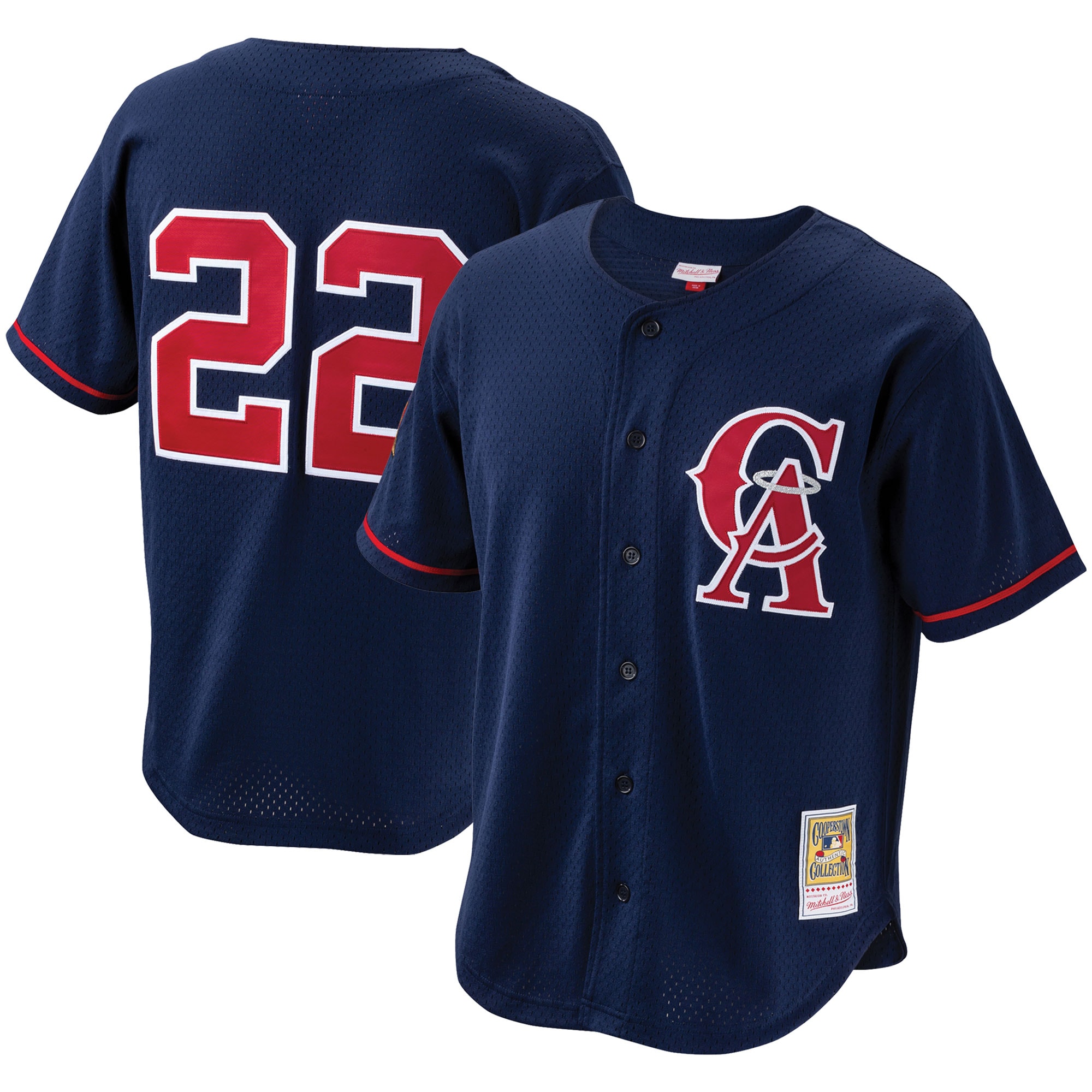 Men's California Angels Bo Jackson Mitchell & Ness Navy Cooperstown Collection Mesh Batting Practice Button-Up Jersey 