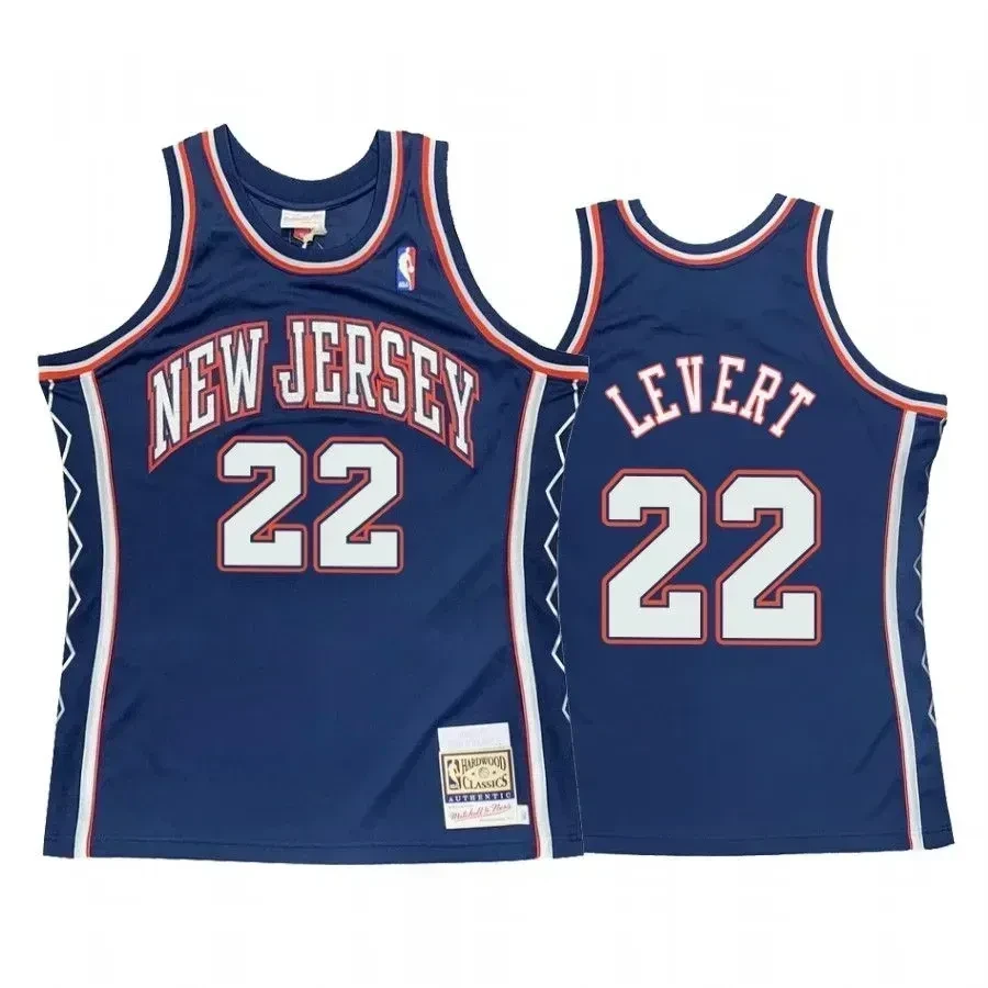 Men's Caris Levert 22 Brooklyn Nets Blue Hardwood Classics Basketball Jersey - JS899 