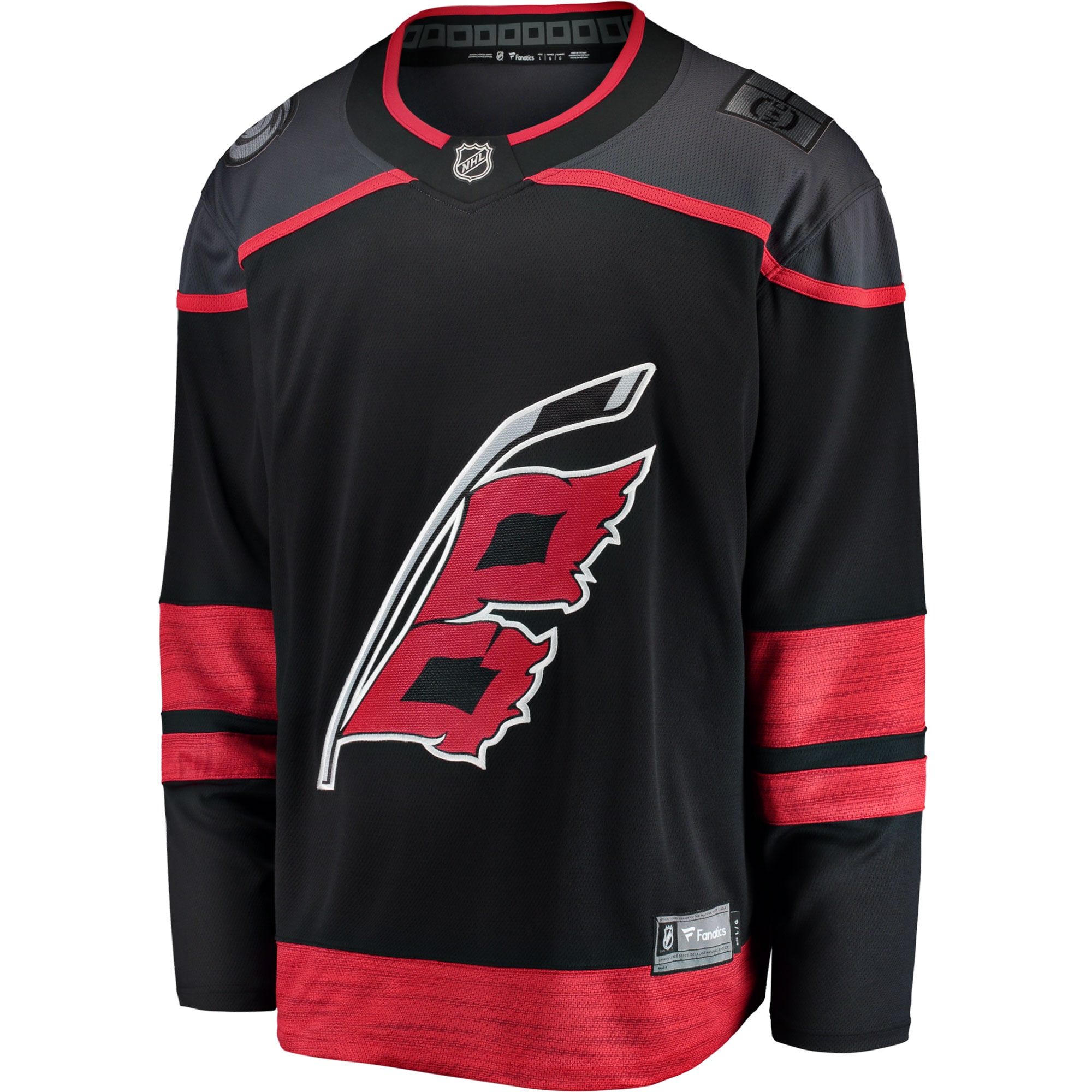 Alternative view of Men's Carolina Hurricanes Black Home Breakaway Hockey Jersey - JS432 