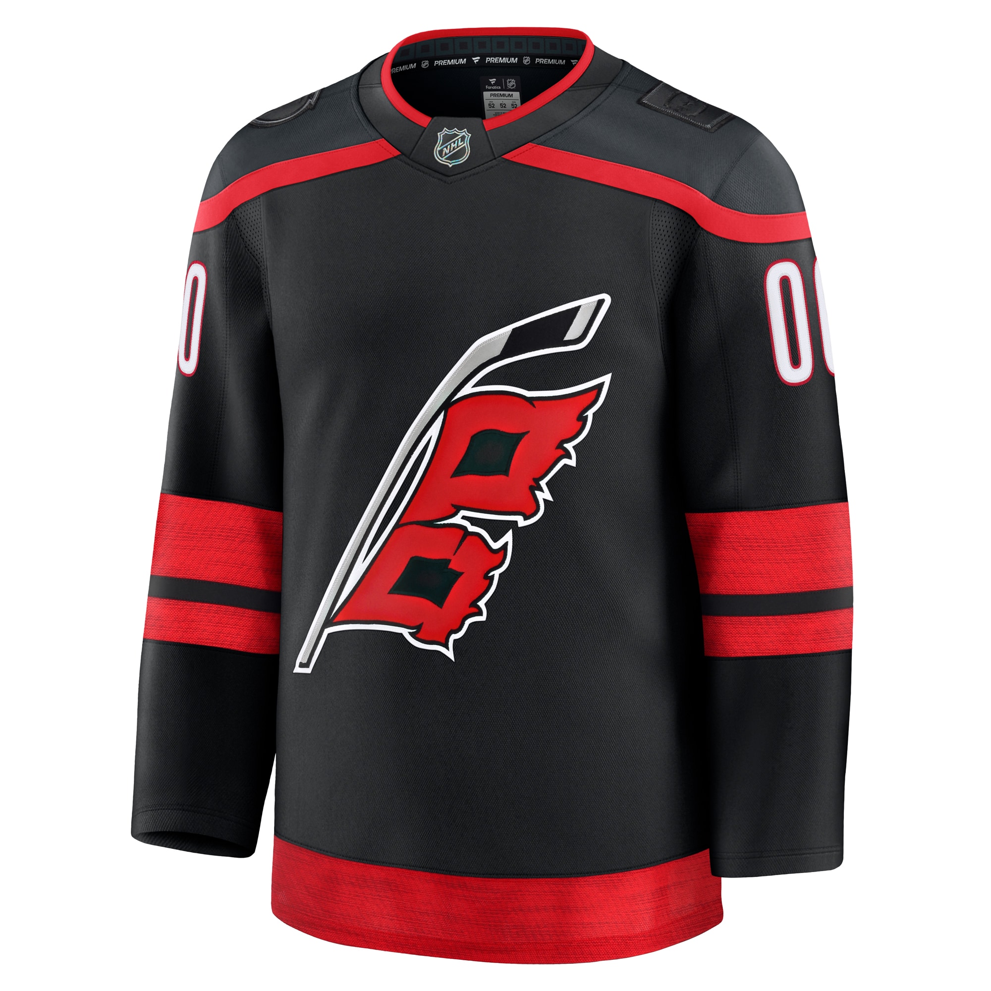 Alternative view of Men's Carolina Hurricanes Black Home Premium Custom Hockey Jersey - JS858 