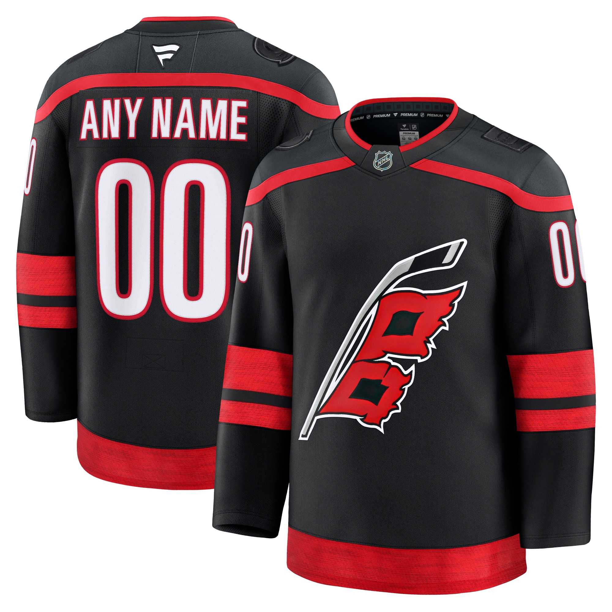 Men's Carolina Hurricanes Black Home Premium Custom Hockey Jersey - JS858 