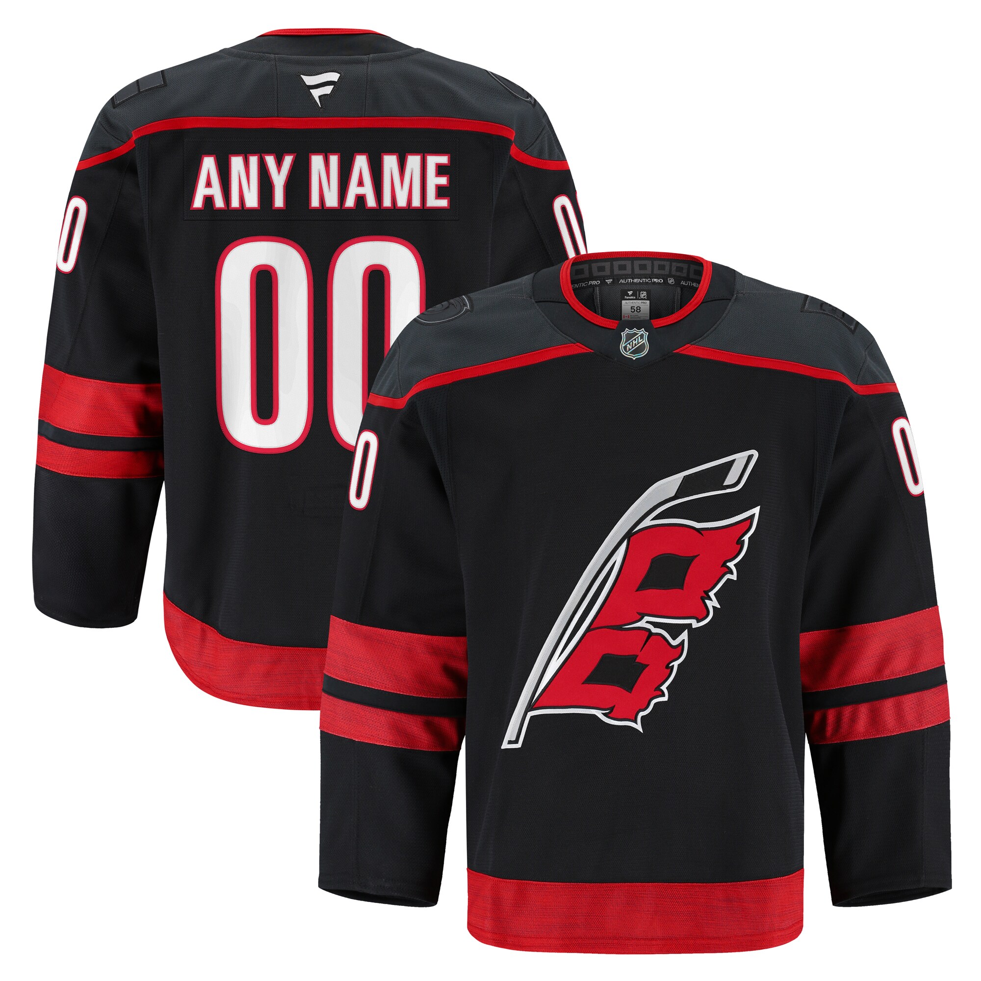 Men's Carolina Hurricanes Black Home Pro Custom Hockey Jersey - JS258 