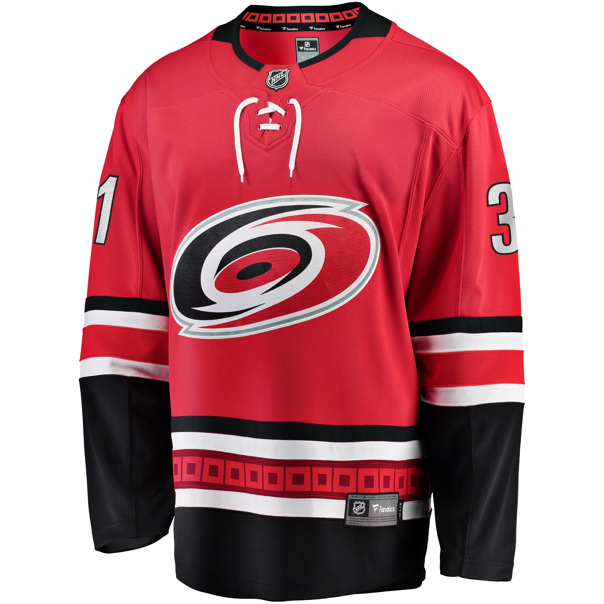Alternative view of Men's Carolina Hurricanes Frederik Andersen Red Alternate Breakaway Player Hockey Jersey - JS645 