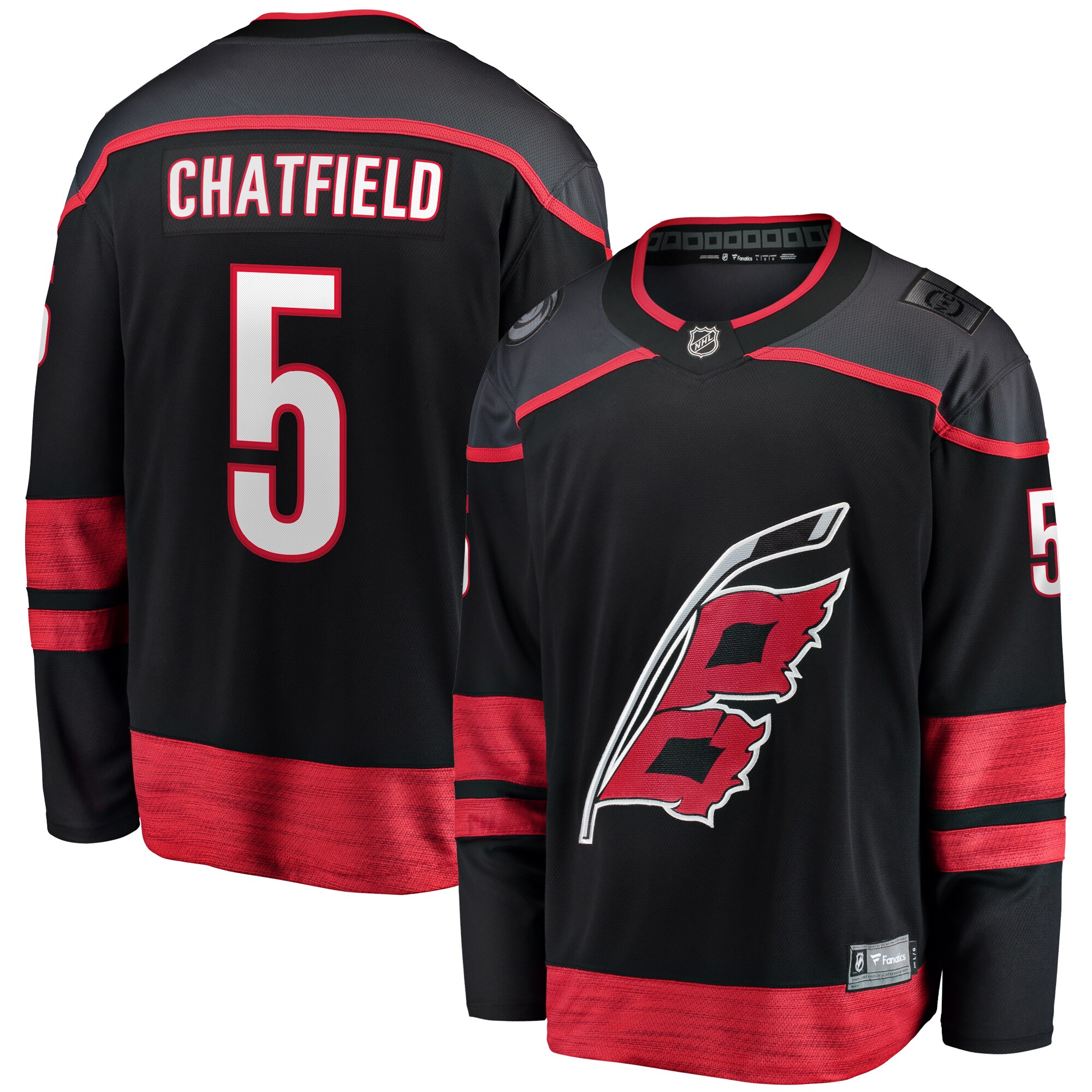 Men's Carolina Hurricanes Jalen Chatfield Black Home Premier Breakaway Player Hockey Jersey - JS171 
