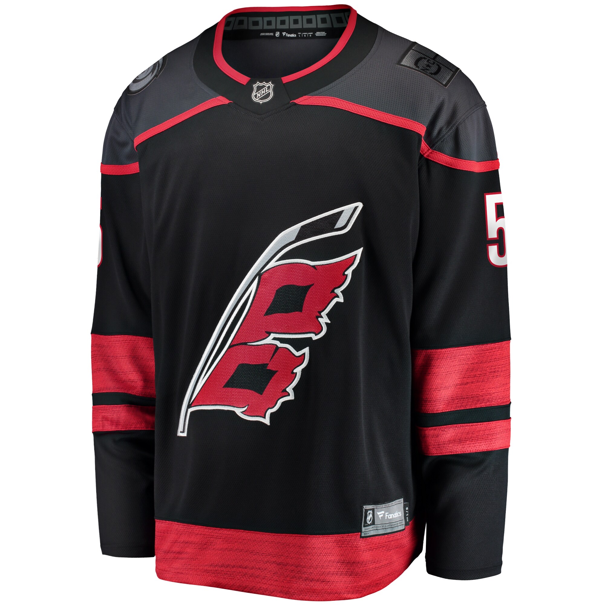 Alternative view of Men's Carolina Hurricanes Jalen Chatfield Black Home Premier Breakaway Player Hockey Jersey - JS171 