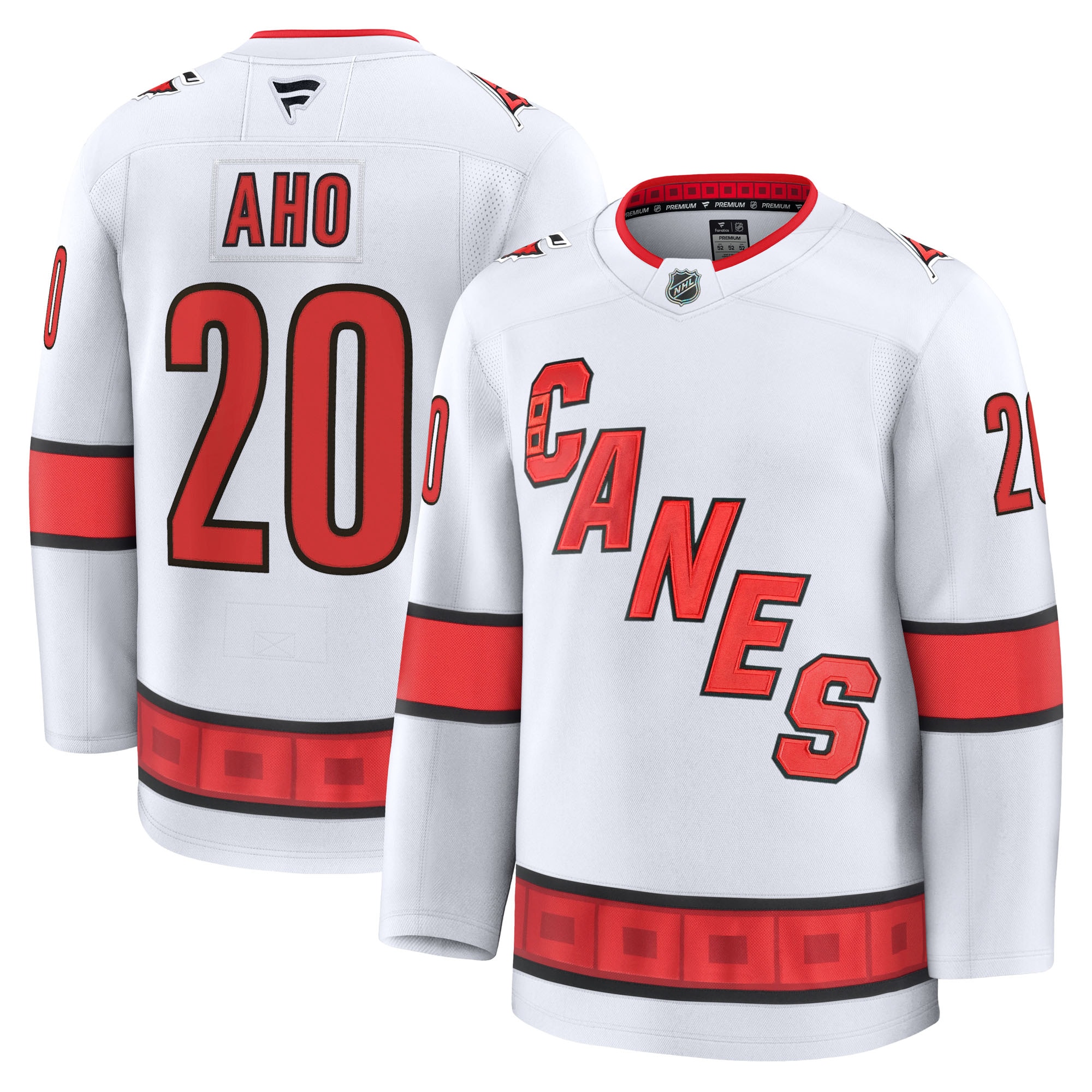 Men's Carolina Hurricanes Sebastian Aho White Away Premium Hockey Jersey - JS722 