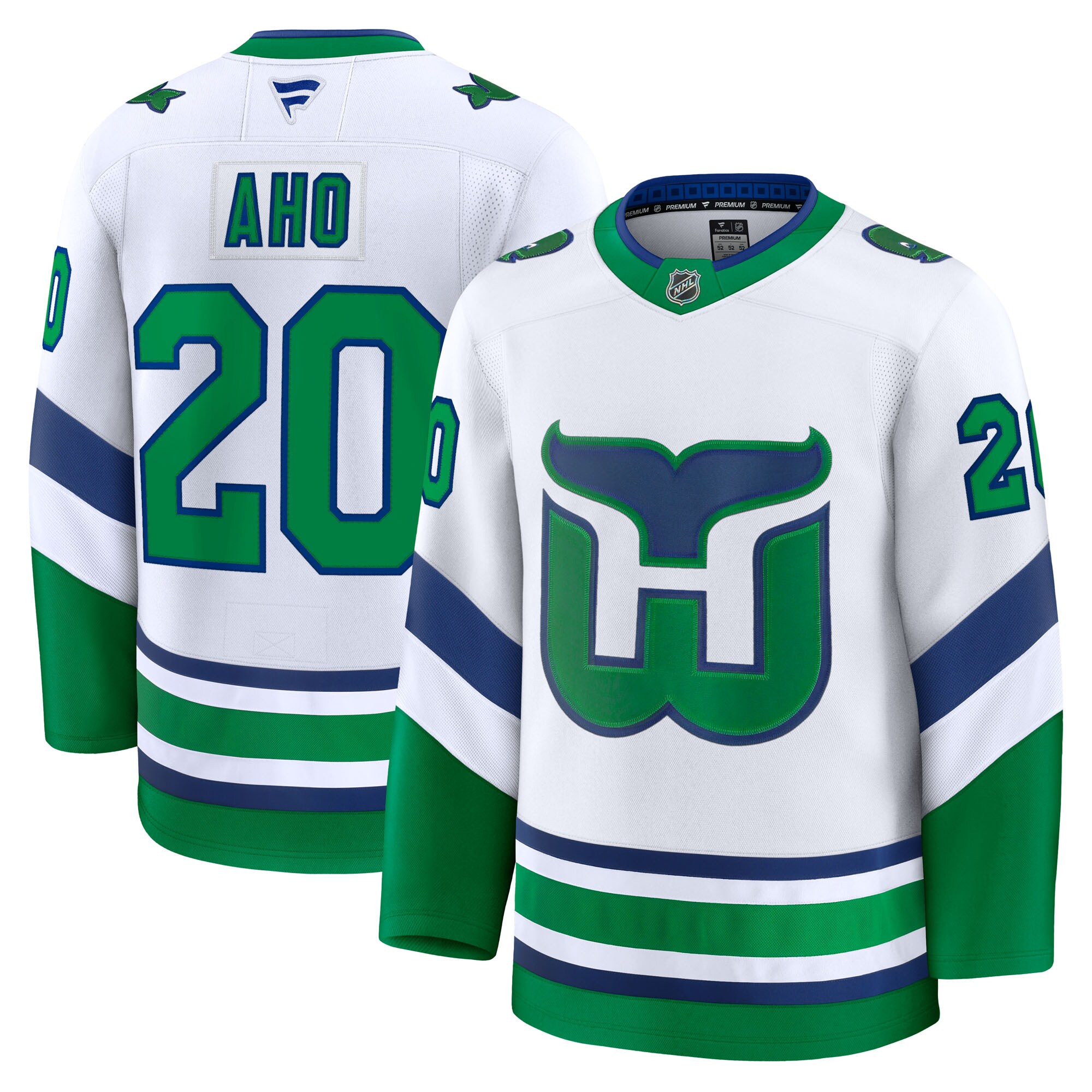 Men's Carolina Hurricanes Sebastian Aho White Throwback Premium Hockey Jersey - JS594 