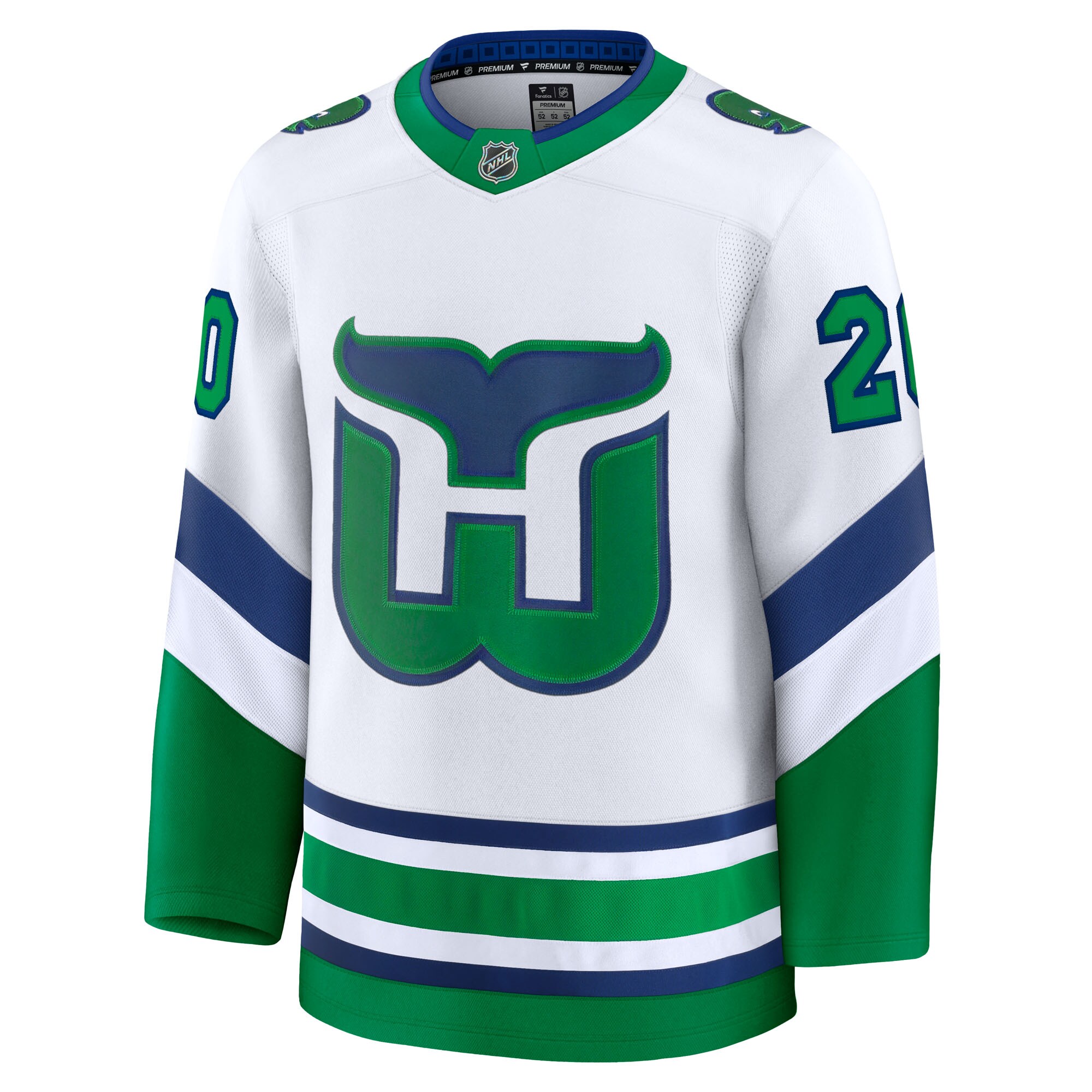 Alternative view of Men's Carolina Hurricanes Sebastian Aho White Throwback Premium Hockey Jersey - JS594 