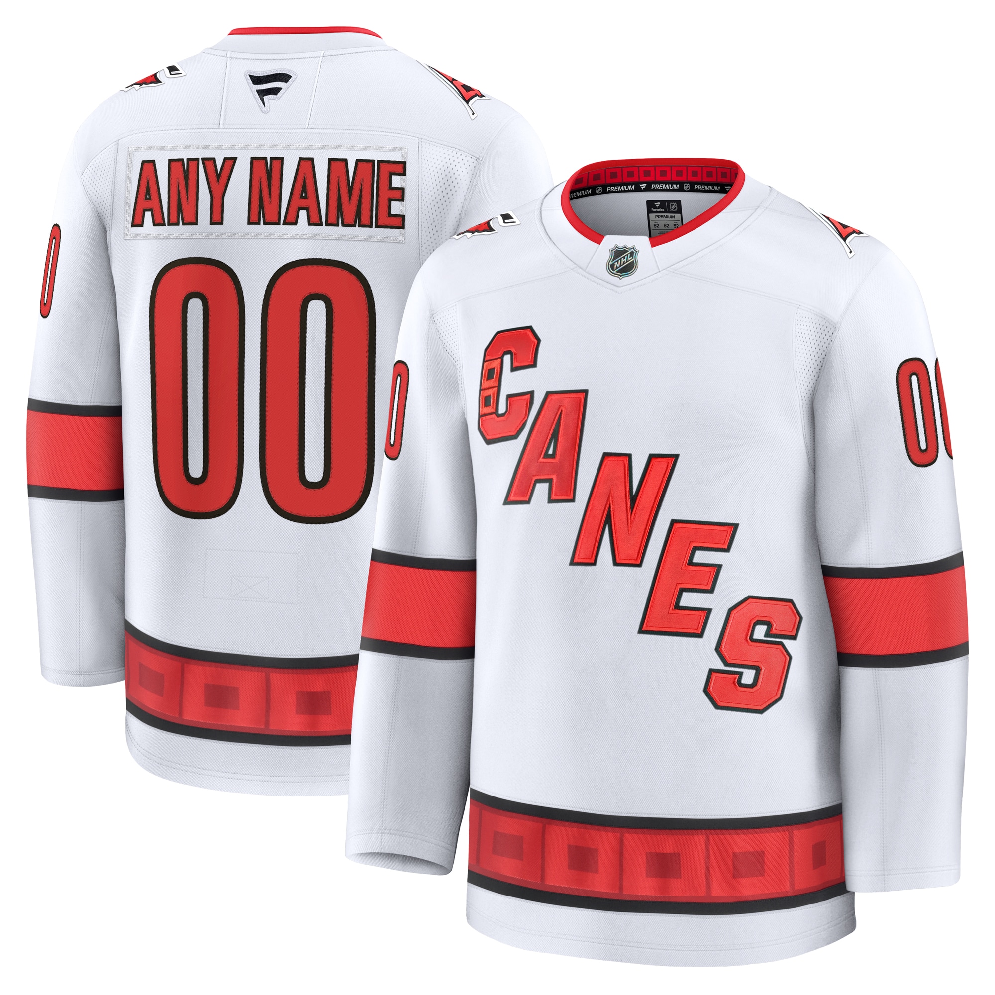 Men's Carolina Hurricanes White Away Premium Custom Hockey Jersey - JS513 