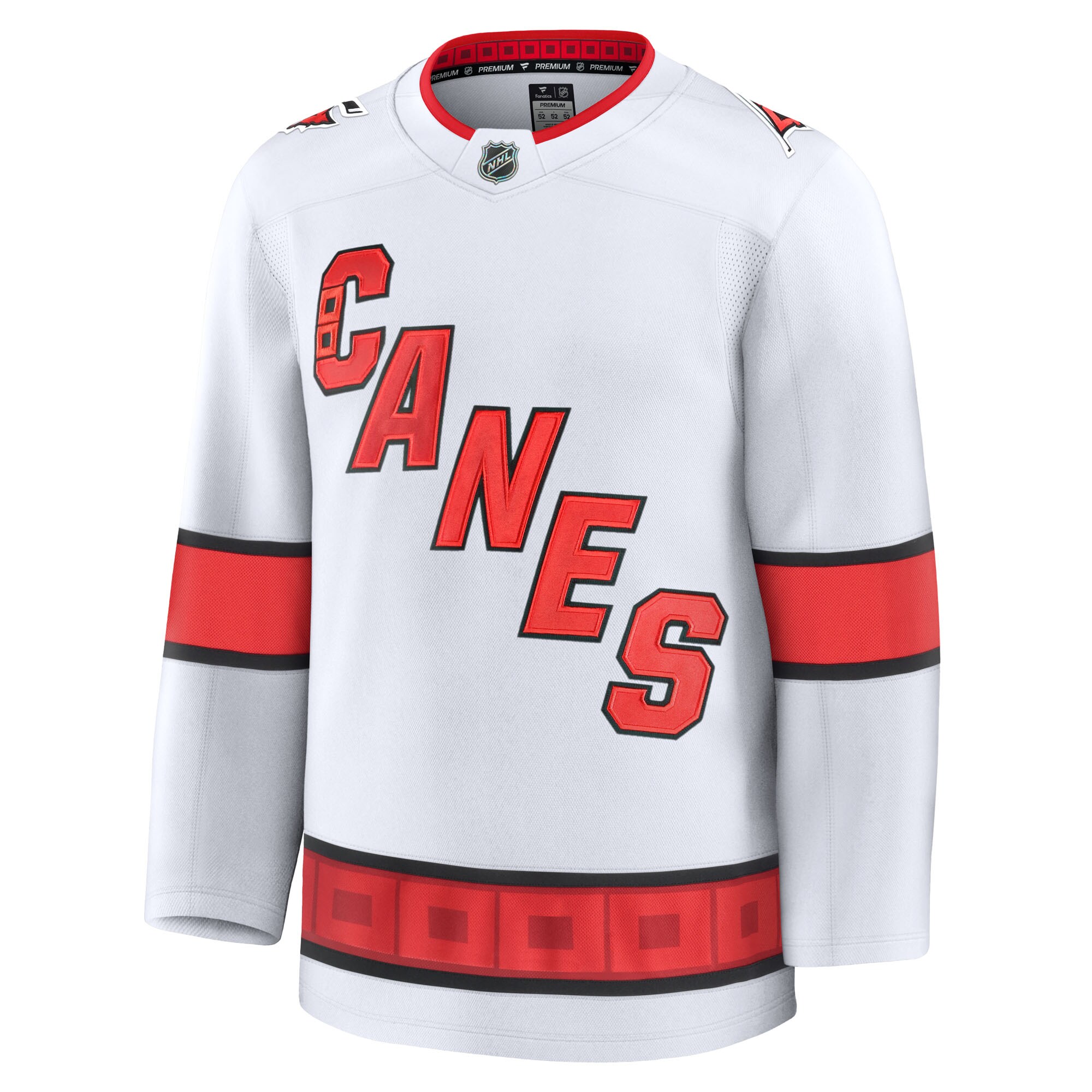 Alternative view of Men's Carolina Hurricanes White Away Premium Hockey Jersey - JS393 