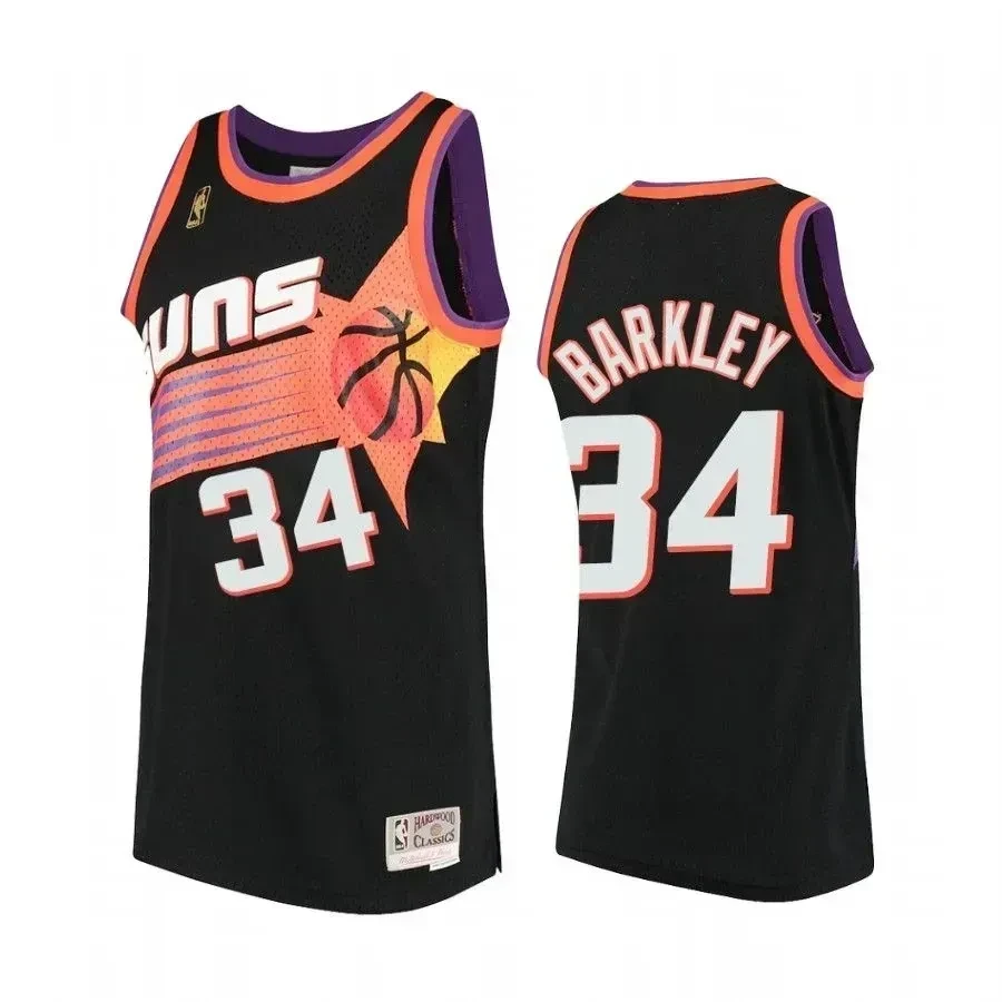 Men's Charles Barkley 34 Phoenix Suns Hardwood Classics Basketball Jersey Black - JS198 