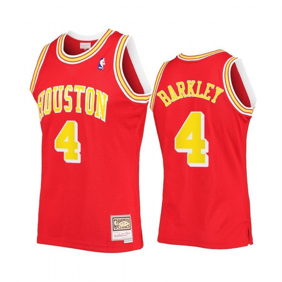 Men's Charles Barkley 4 Houston Rockets Red Hardwood Classics Basketball Jersey - JS456 