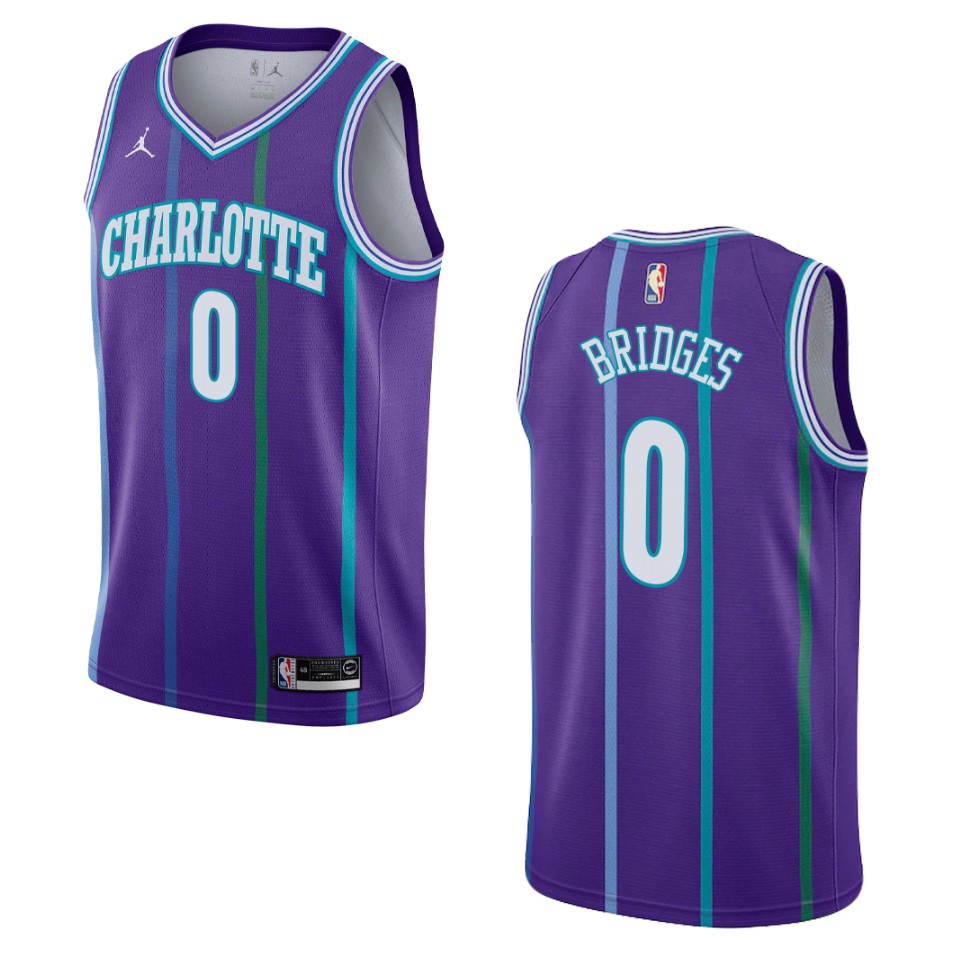 Men's Charlotte Hornets #0 Miles Bridges Hardwood Classics Swingman Basketball Jersey - Purple