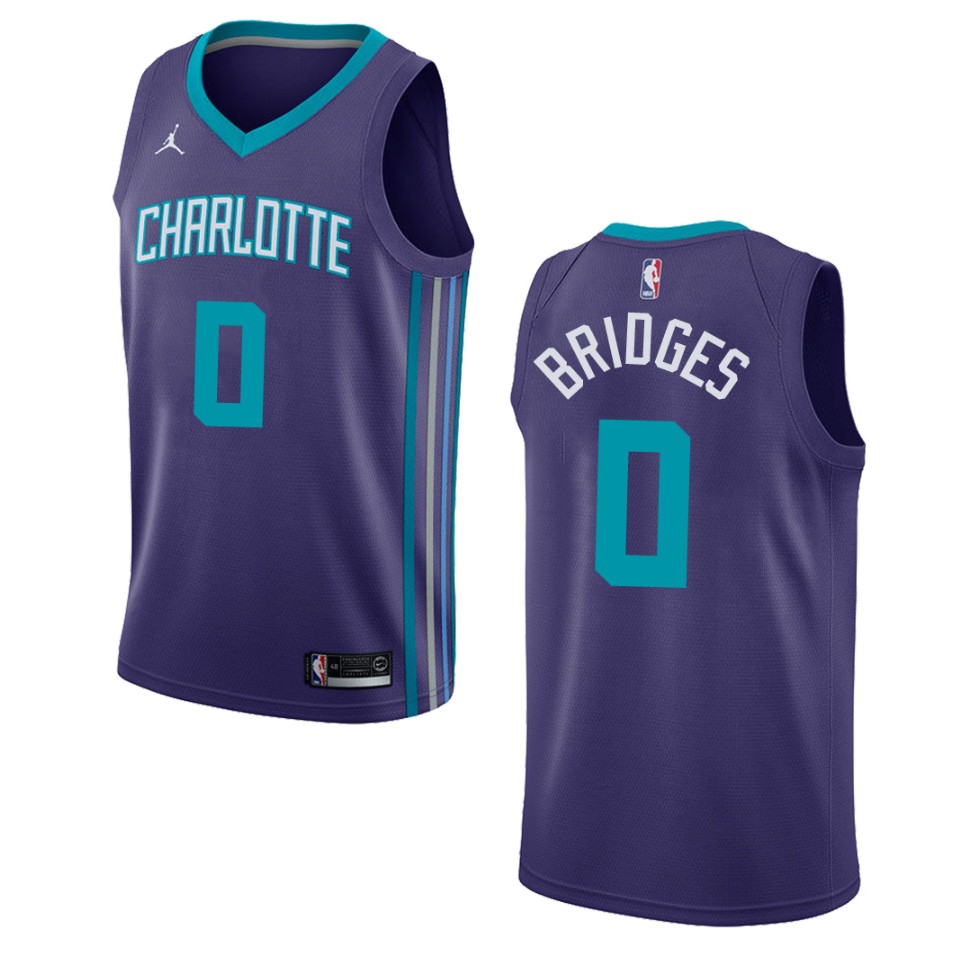 Men's Charlotte Hornets #0 Miles Bridges Statement Swingman Basketball Jersey - Purple