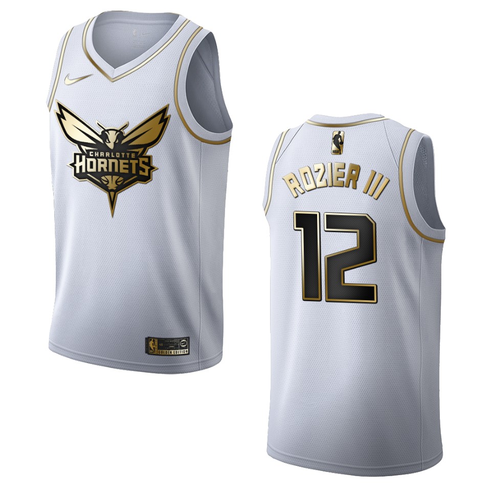 Men’s Charlotte Hornets #12 Terry Rozier Iii Golden Edition Basketball Jersey – White