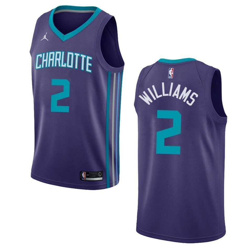 Men's Charlotte Hornets 2 Marvin Williams Statement Swingman Basketball Jersey - Purple - JS962 