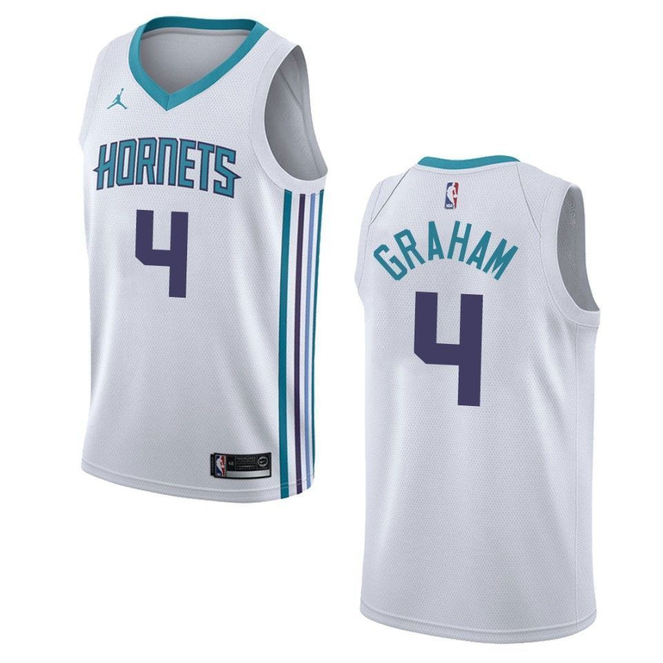 Men's Charlotte Hornets 4 Devonte' Graham Association Swingman Basketball Jersey - White - JS686 