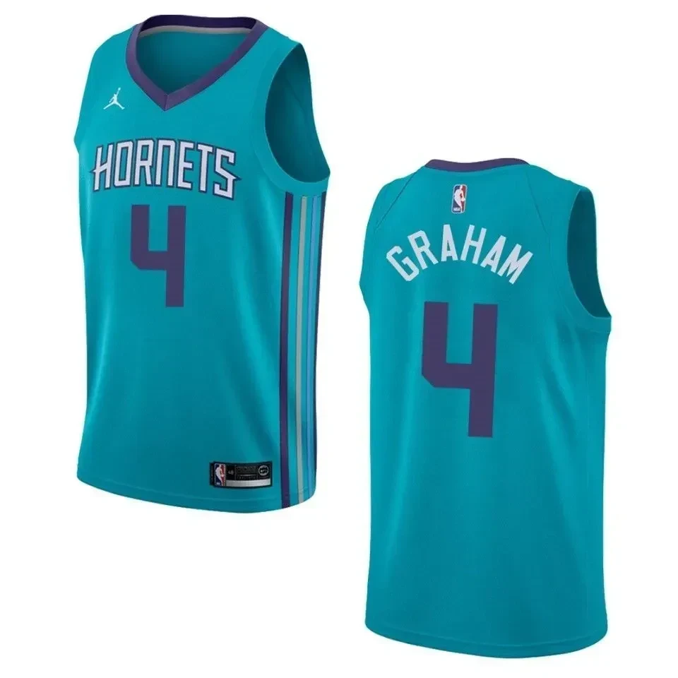 Men's Charlotte Hornets 4 Devonte' Graham Icon Swingman Basketball Jersey - Teal - JS439 