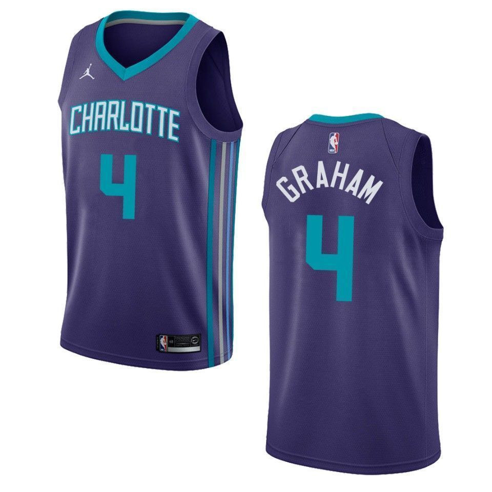 Men's Charlotte Hornets 4 Devonte' Graham Statement Swingman Basketball Jersey - Purple - JS668 