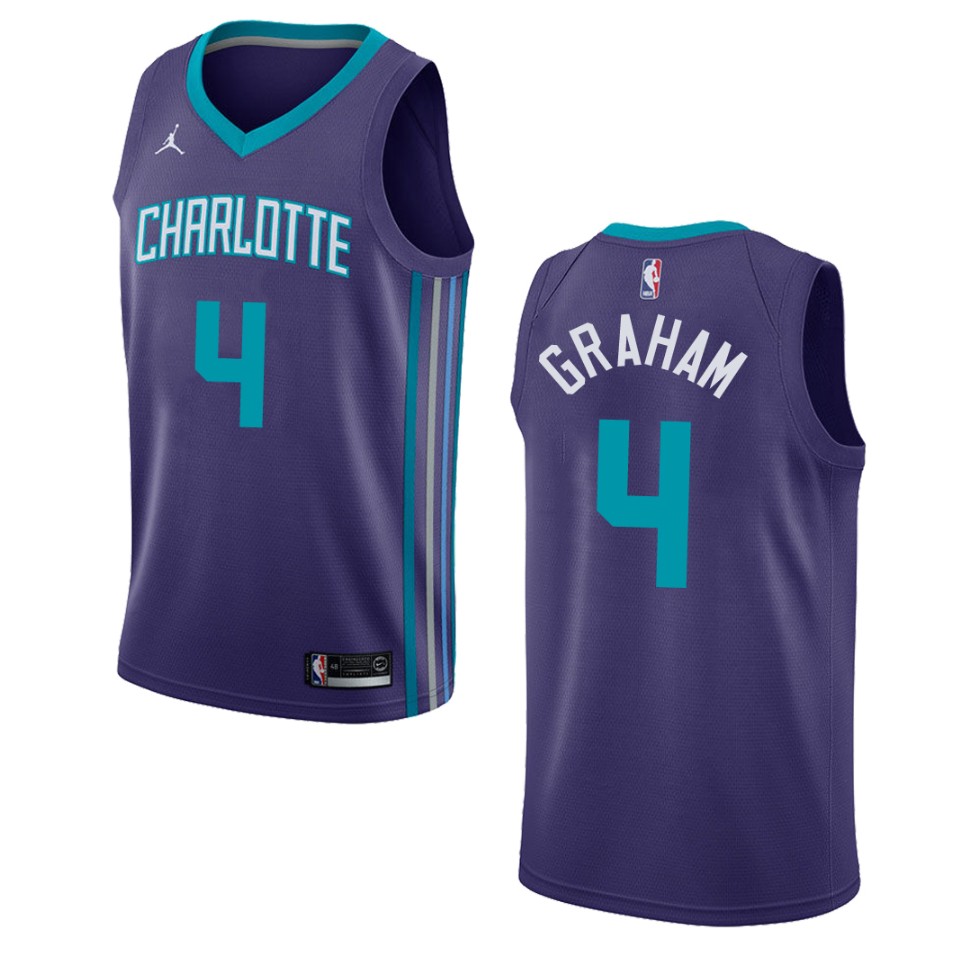Men's Charlotte Hornets #4 Devonte' Graham Statement Swingman Basketball Jersey - Purple