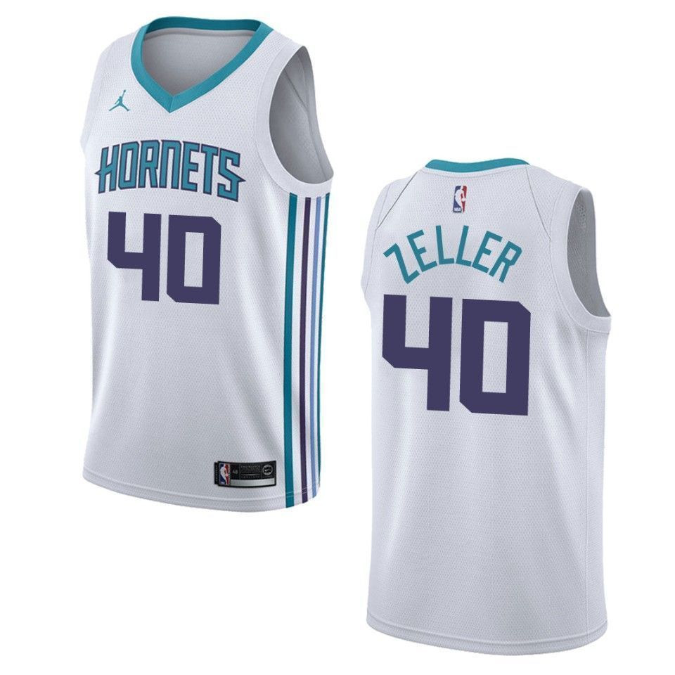 Men's Charlotte Hornets 40 Cody Zeller Association Swingman Basketball Jersey - White - JS610 