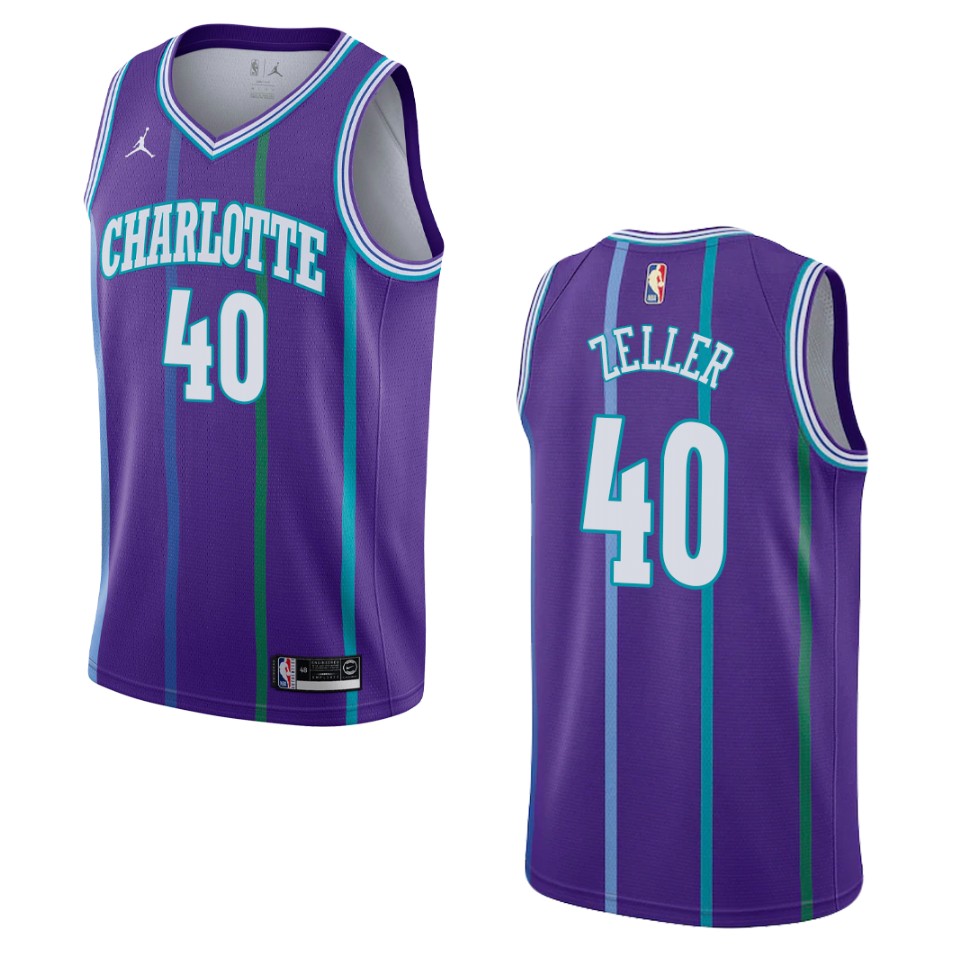 Men's Charlotte Hornets #40 Cody Zeller Hardwood Classics Swingman Basketball Jersey - Purple