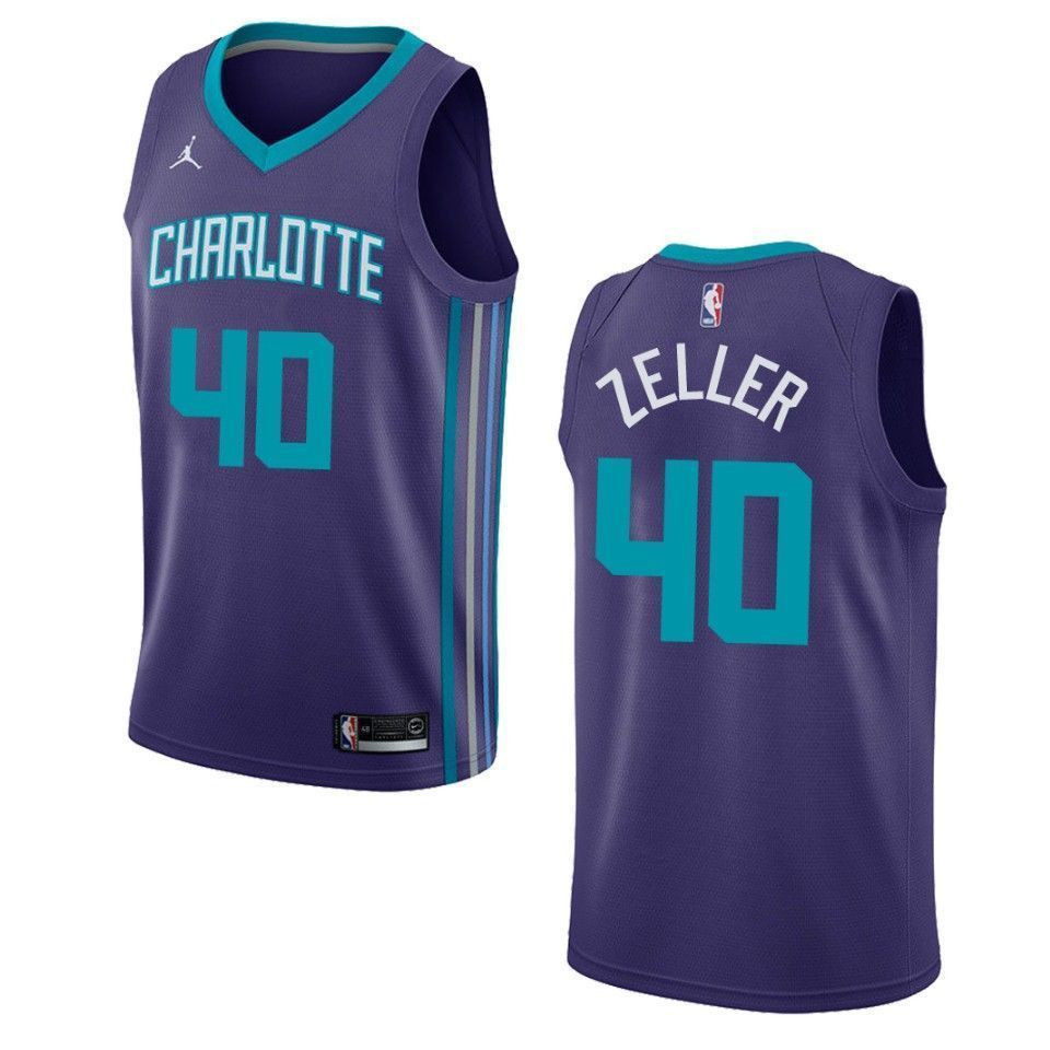 Men's Charlotte Hornets 40 Cody Zeller Statement Swingman Basketball Jersey - Purple - JS779 