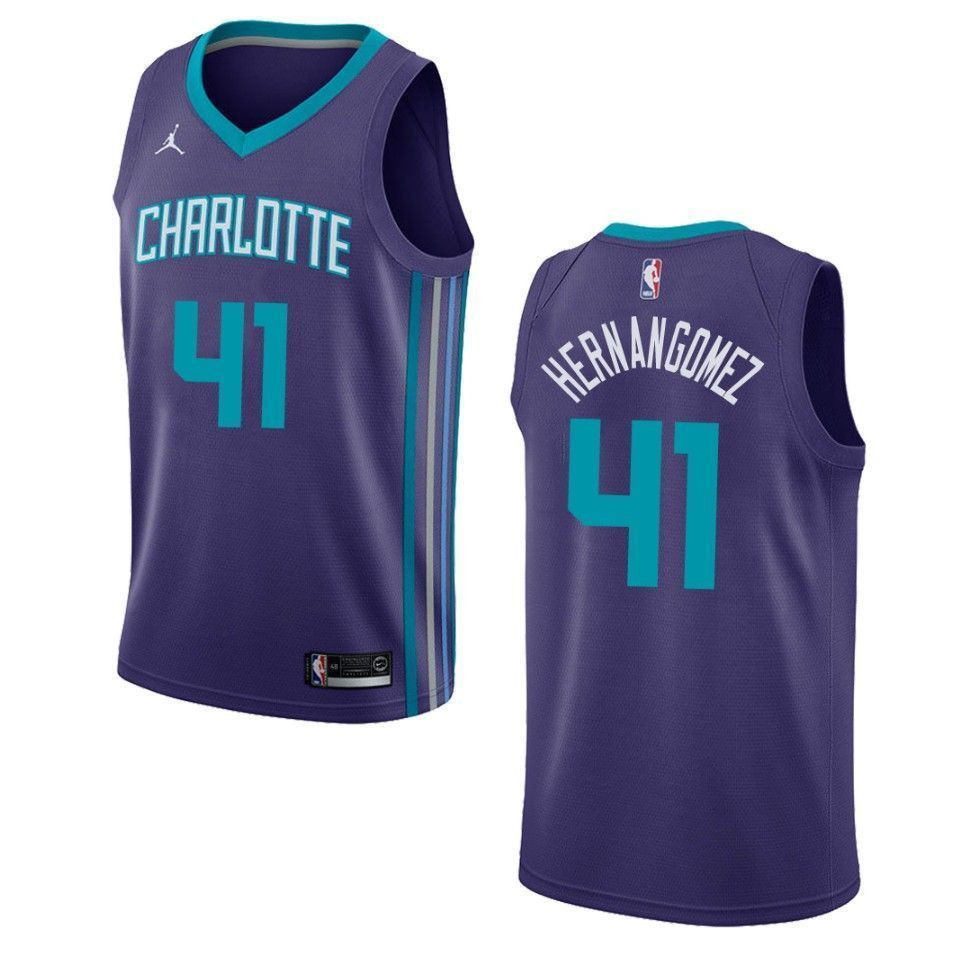 Men's Charlotte Hornets 41 Willy Hernangomez Statement Swingman Basketball Jersey - Purple - JS648 