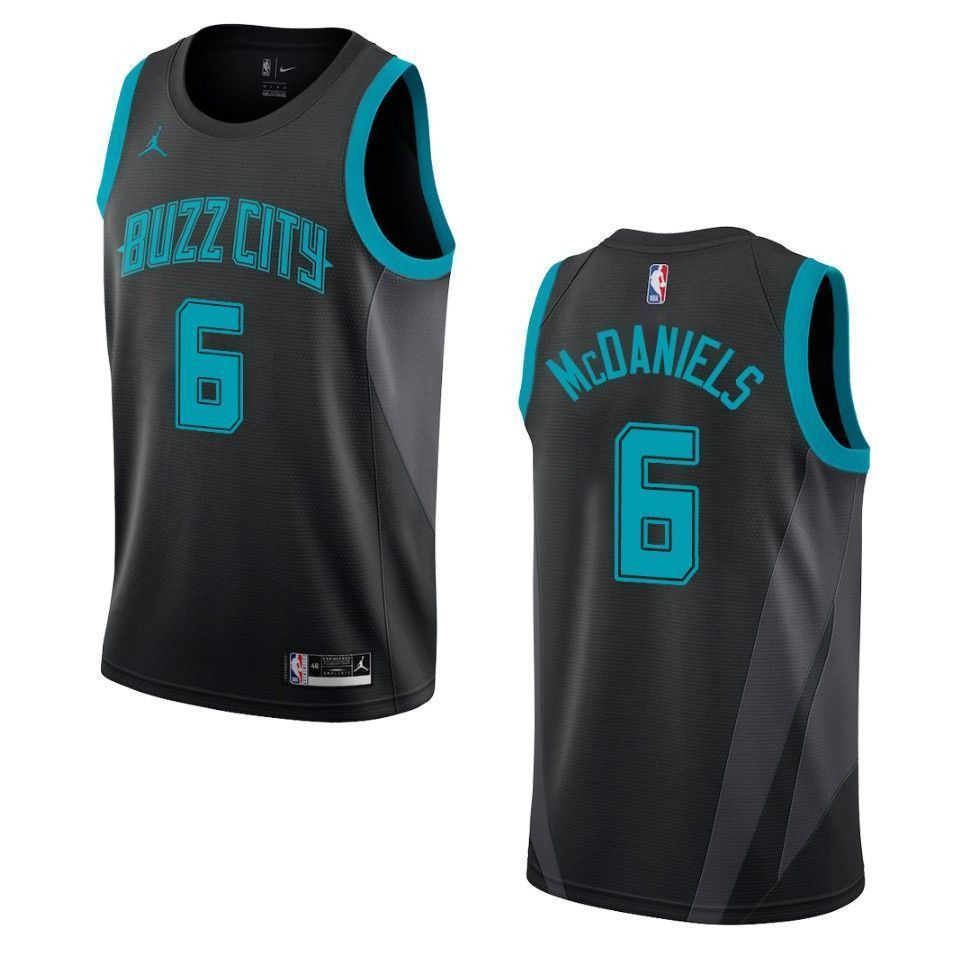 Men's Charlotte Hornets 6 Jalen Mcdaniels City Swingman Basketball Jersey - Black - JS278 
