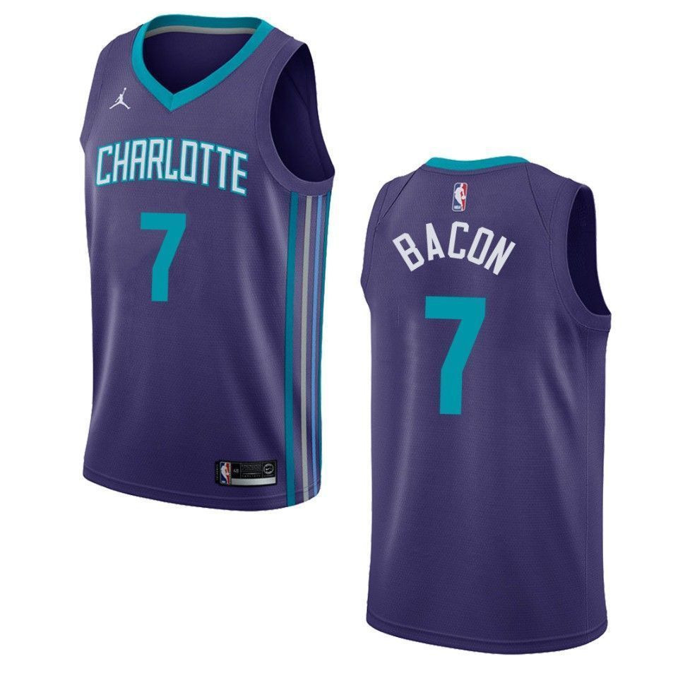 Men's Charlotte Hornets 7 Dwayne Bacon Statement Swingman Basketball Jersey - Purple - JS635 