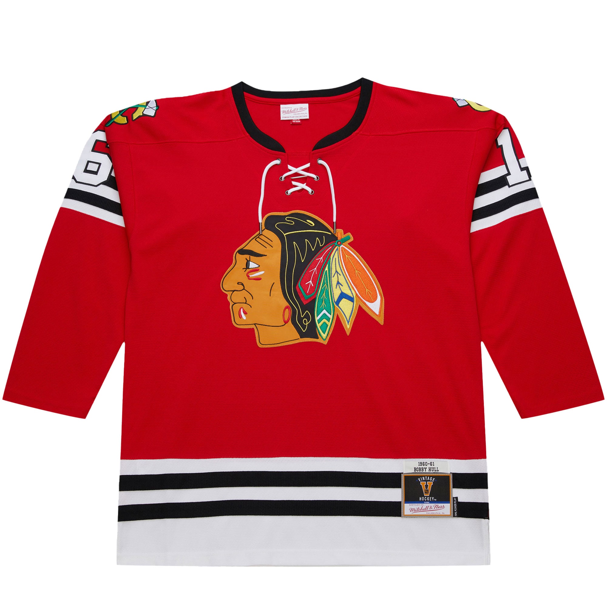 Alternative view of Men's Chicago Blackhawks Bobby Hull Scarlet 1960-61 Power Play Hockey Jersey - JS287 