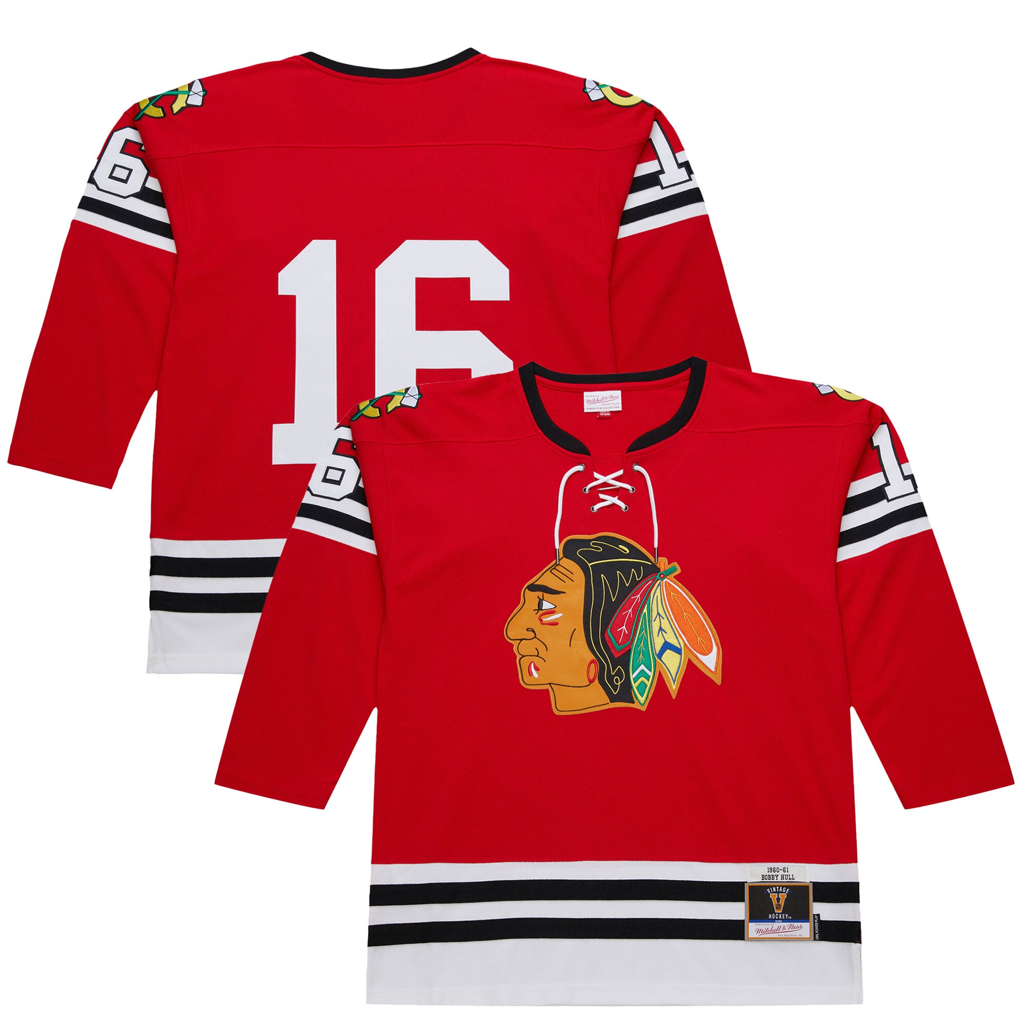 Men's Chicago Blackhawks Bobby Hull Scarlet 1960-61 Power Play Hockey Jersey - JS287 