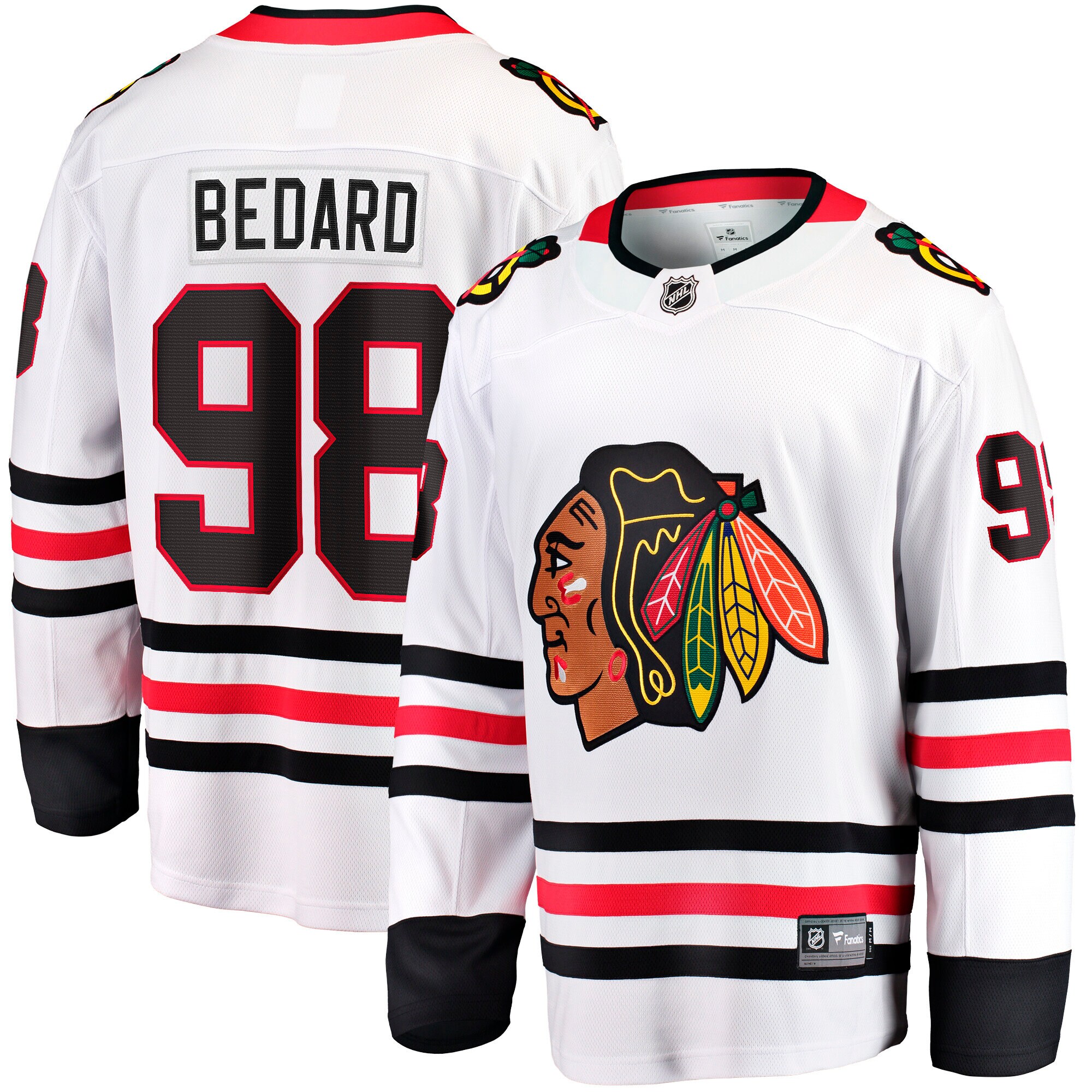 Men's Chicago Blackhawks Connor Bedard White Away Premier Breakaway Player Hockey Jersey - JS901 
