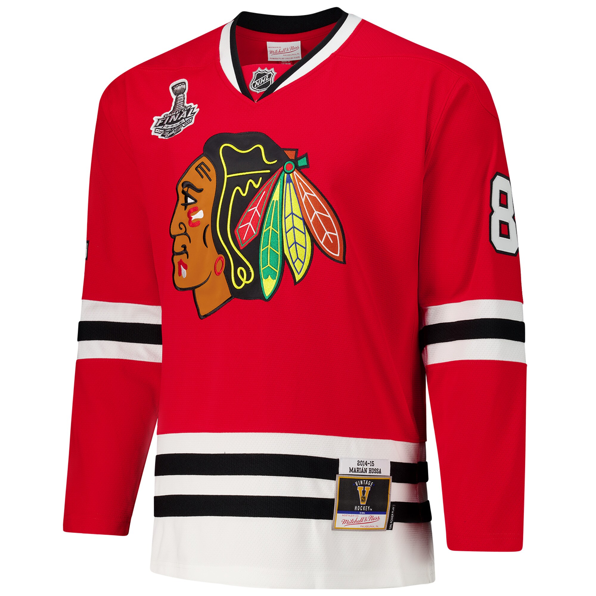 Alternative view of Men's Chicago Blackhawks Marian Hossa Red 2014-15 Power Play Hockey Jersey - JS343 