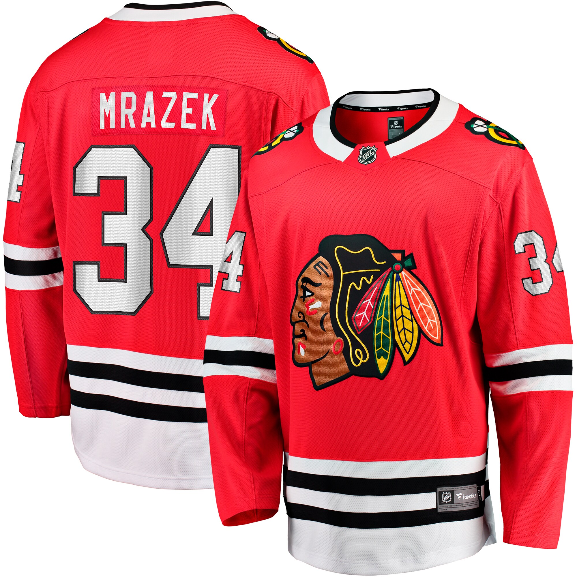 Men's Chicago Blackhawks Petr Mrazek Red Home Breakaway Hockey Jersey - JS537 