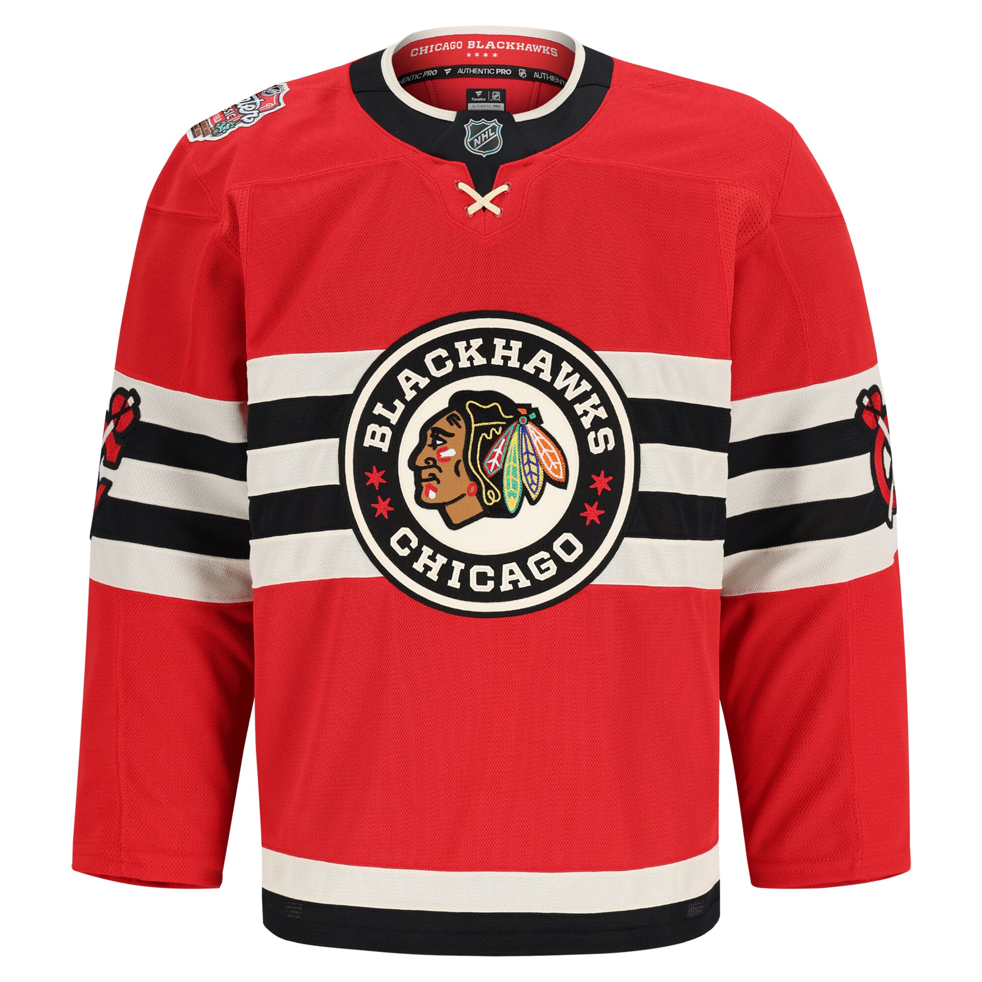 Alternative view of Men's Chicago Blackhawks Red 2025 NHL Winter Classic Pro Hockey Jersey - JS977 
