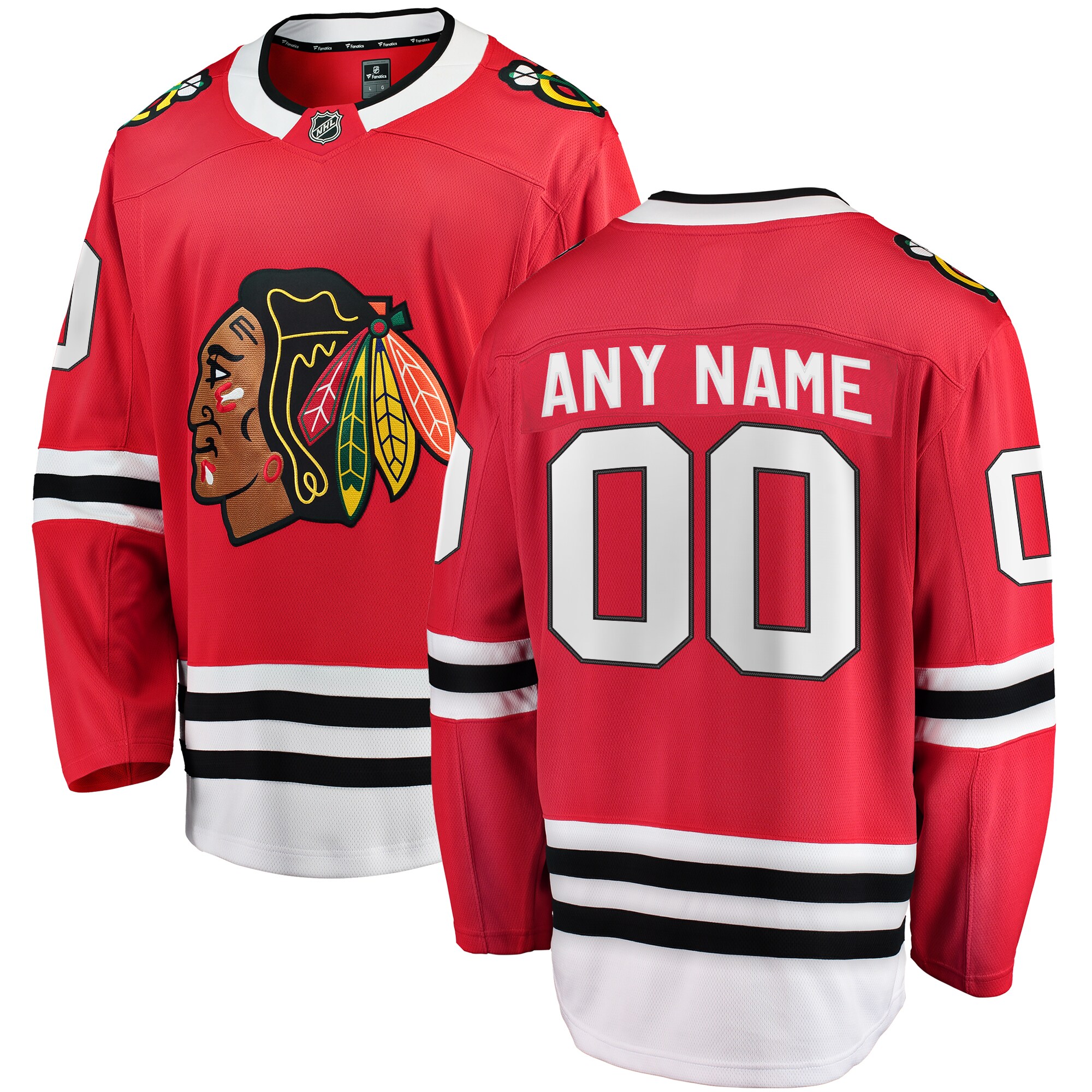 Men's Chicago Blackhawks Red Home Breakaway Custom Hockey Jersey - JS194 