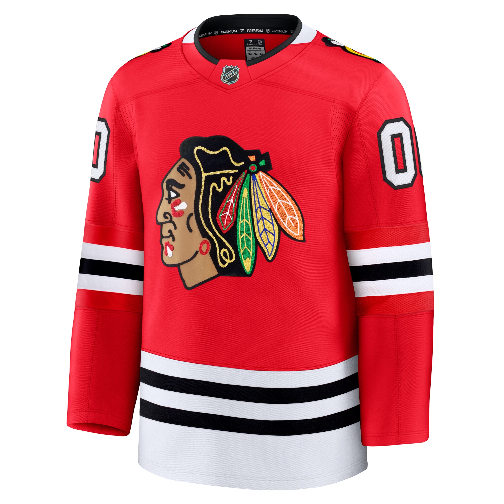 Alternative view of Men's Chicago Blackhawks Red Home Premium Custom Hockey Jersey - JS439 