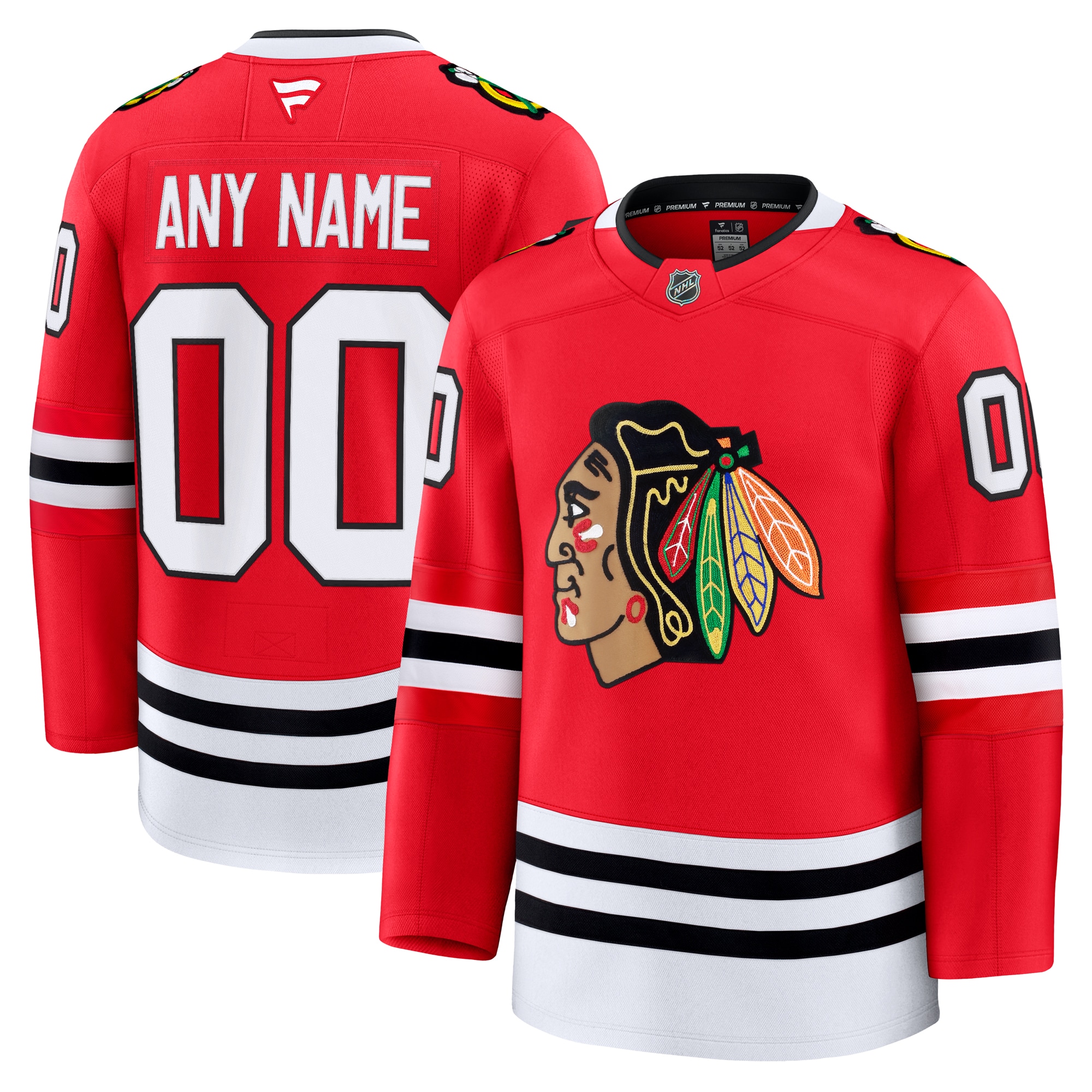 Men's Chicago Blackhawks Red Home Premium Custom Hockey Jersey - JS501 